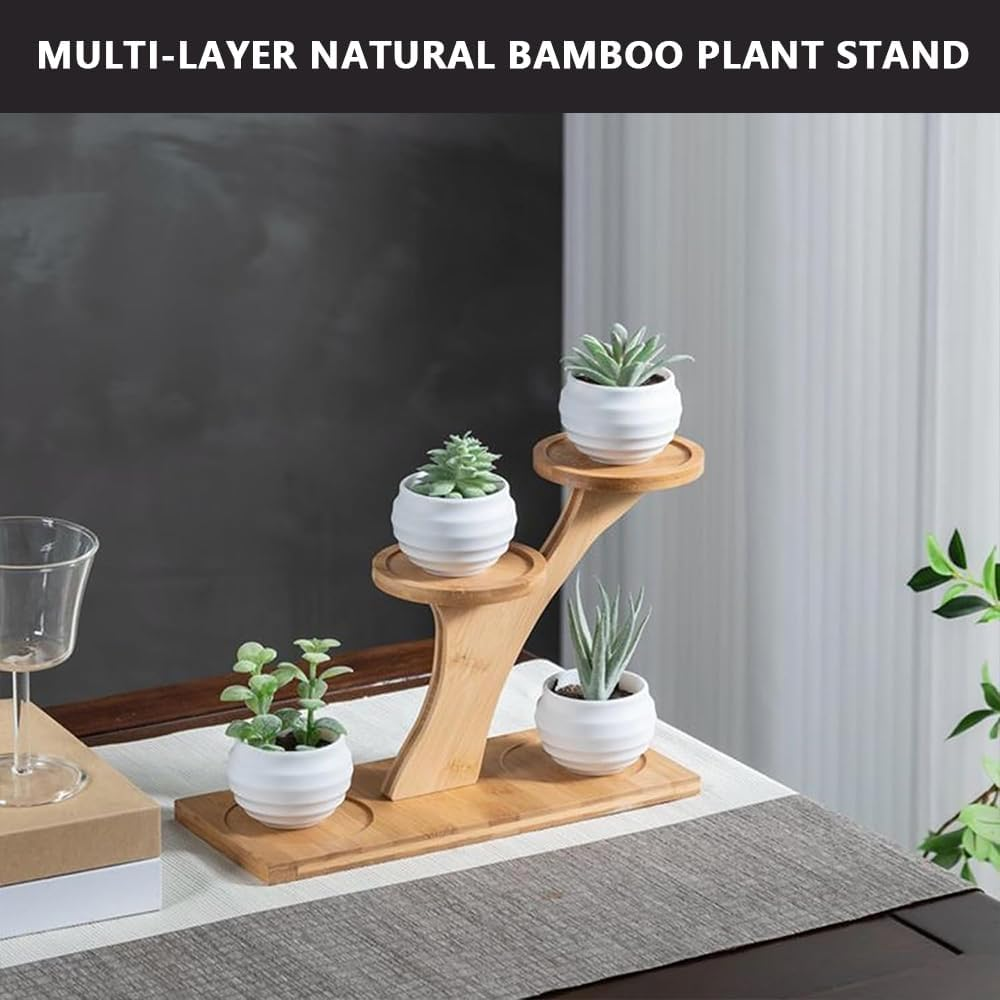 Window Sill Plant Shelf &ndash; Bamboo Desktop Plant Stand for Succulents, Herbs, and Flowers, Tabletop Plant Holder for Home, Office, Living Room, Bedroom Decoration image number 3