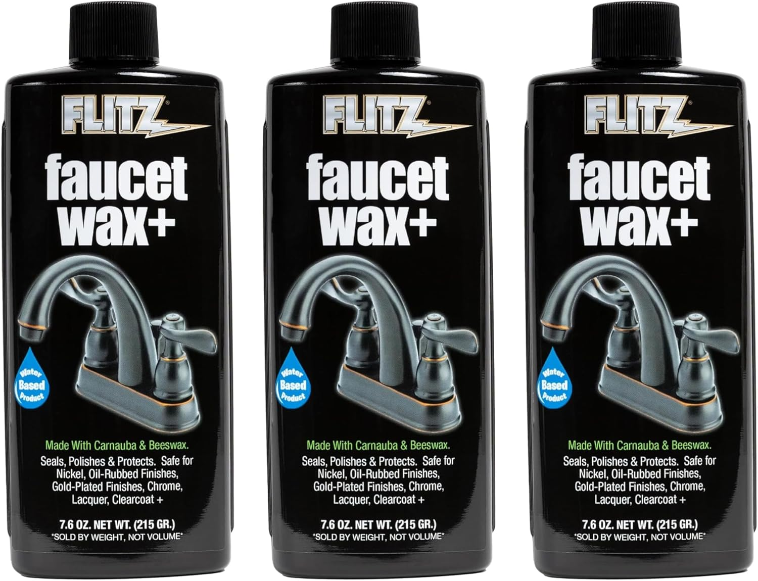 Flitz Faucet Wax, Polish and Sealant Made with Exclusive Carnauba and Beeswax Formula, Leaves No Residue or Scratches, Perfect for Door Hardware, Kitchen and Bathroom, Made in USA, 7.6 Oz - 3 Pack image number 4