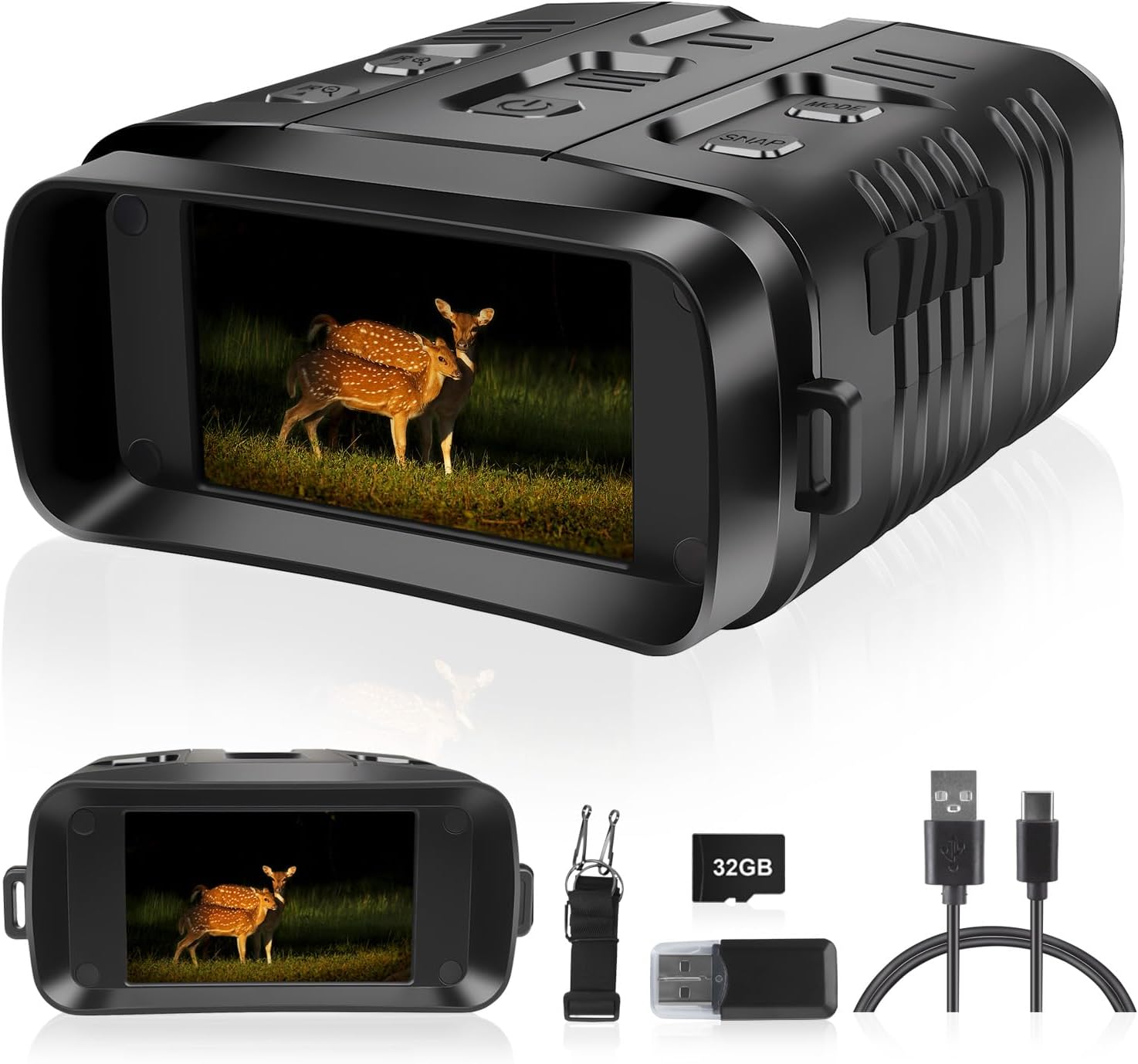 Night Vision Goggles, 3'' Large Screen Night Vision Binoculars for Adults, Infrared Binoculars with 32GB TF Card for Photos and Videos