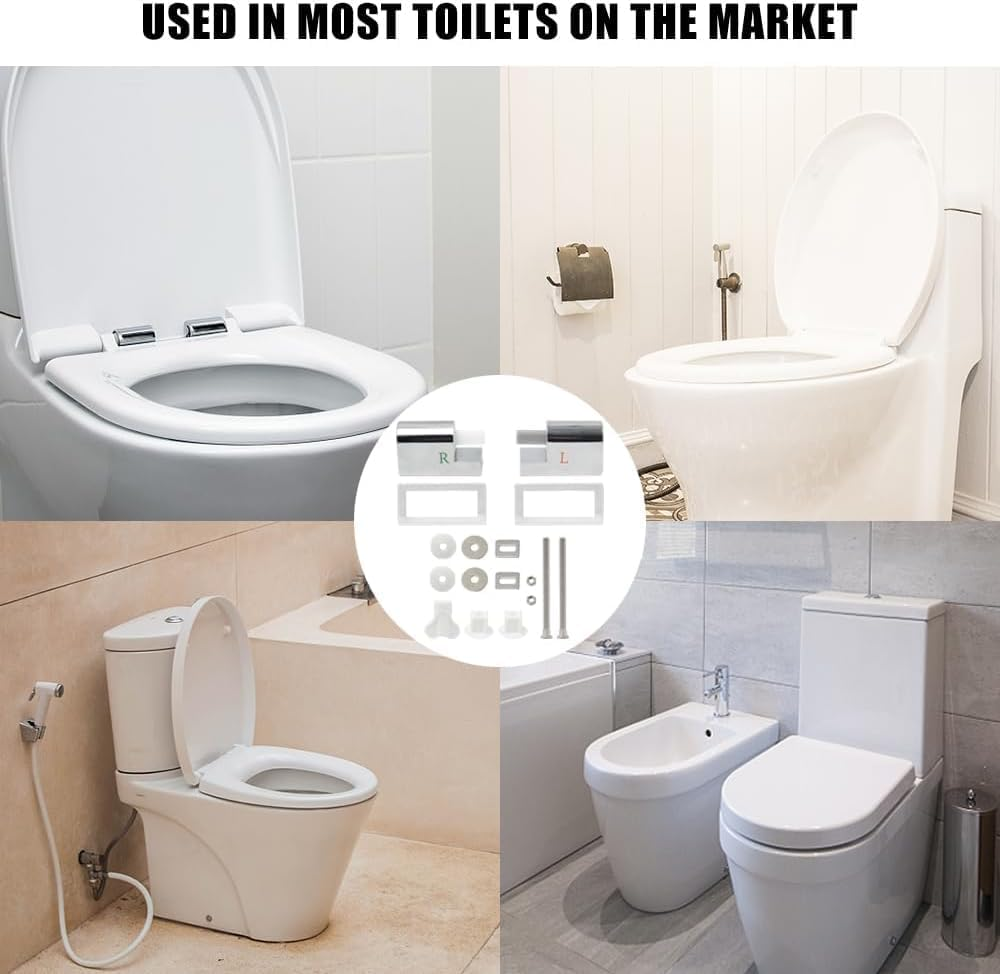 Toilet Seat Hinges Replacement Set, Metal Alloy, Soft Close, Universal Fit, Left & Right image number 3