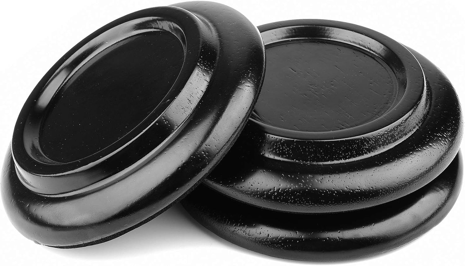 Eison Piano Caster Cups for Upright Piano Wooden Piano Caster Piano Leg Floor Protectors with Non-Slip & Anti-Noise Foam Hardwood Floor Protectors, Set of 4, Black