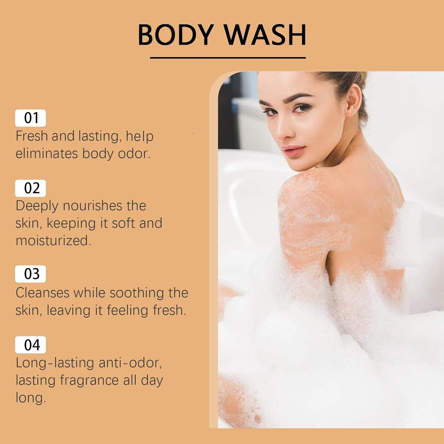 Persimmon Body Wash for Body Odor Control, Nonenal Eliminator for Old People Smell, Strong Odor Remover & Deodorizing Shower Gel, Purifying Cleansing Wash for Women & Men,Long Lasting Freshness (4Pcs) - 3Pcs image number 2