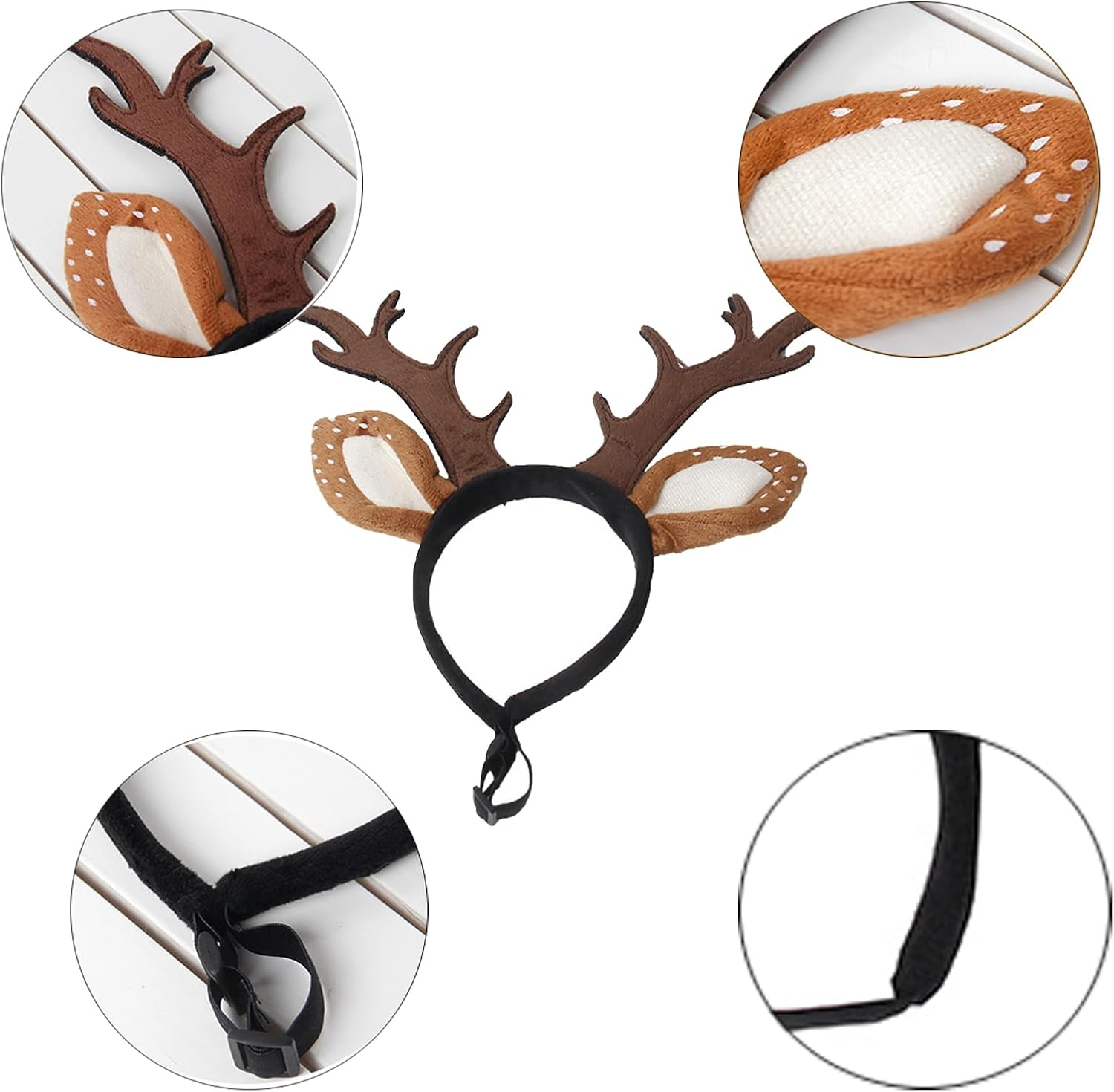 Adjustable Christmas Pet Deer Antlers Headbands Dog Reindeer Head Band Elk Headwear Cosplay Costume for Cat Puppy Pet &hellip; (Antlers, L) image number 2