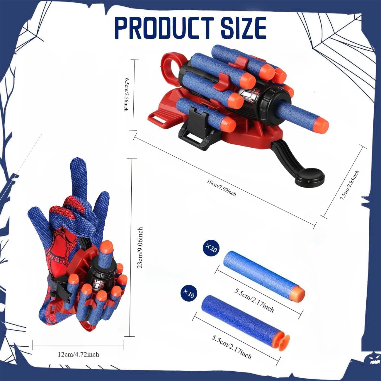 Spider Gloves Man Web Shooter Toy with Wrist, Foam Blasters,Spider Launcher Gloves Cosplay Toy Set for Kids image number 5