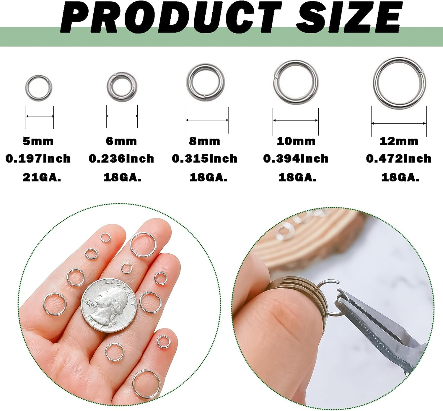 1000Pcs 10Mm Stainless Steel Jump Rings 18 Gauge Metal O Rings Close but Unsoldered Single Loop Connector Rings for Jewelry Necklaces Bracelet Earrings Keychain DIY Making image number 2