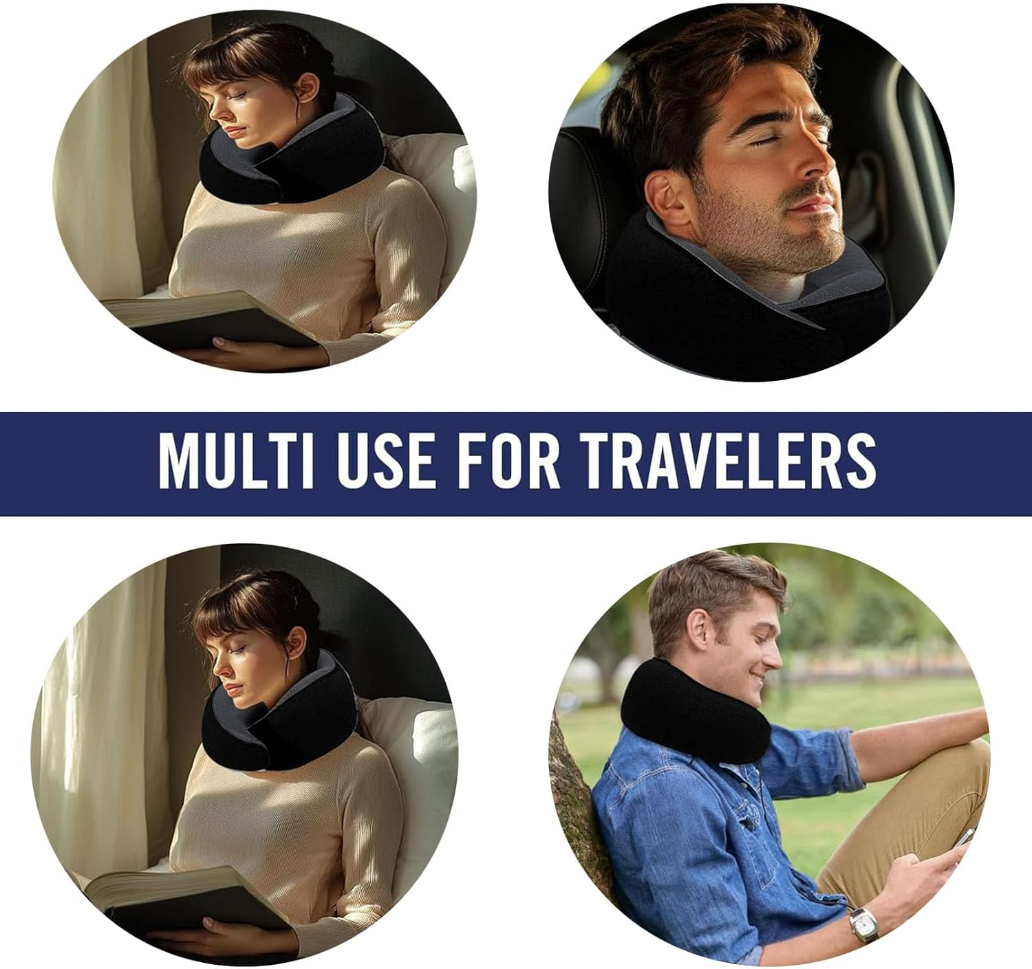 Neck Pillow Travel Head Rest, Memory Foam Comfortable & Breathable Soft U Shaped Pillows for Travel Airplane,Business Trip Neck and Shoulder Support with Luxury Bag,3D Contoured Washable Cover image number 5