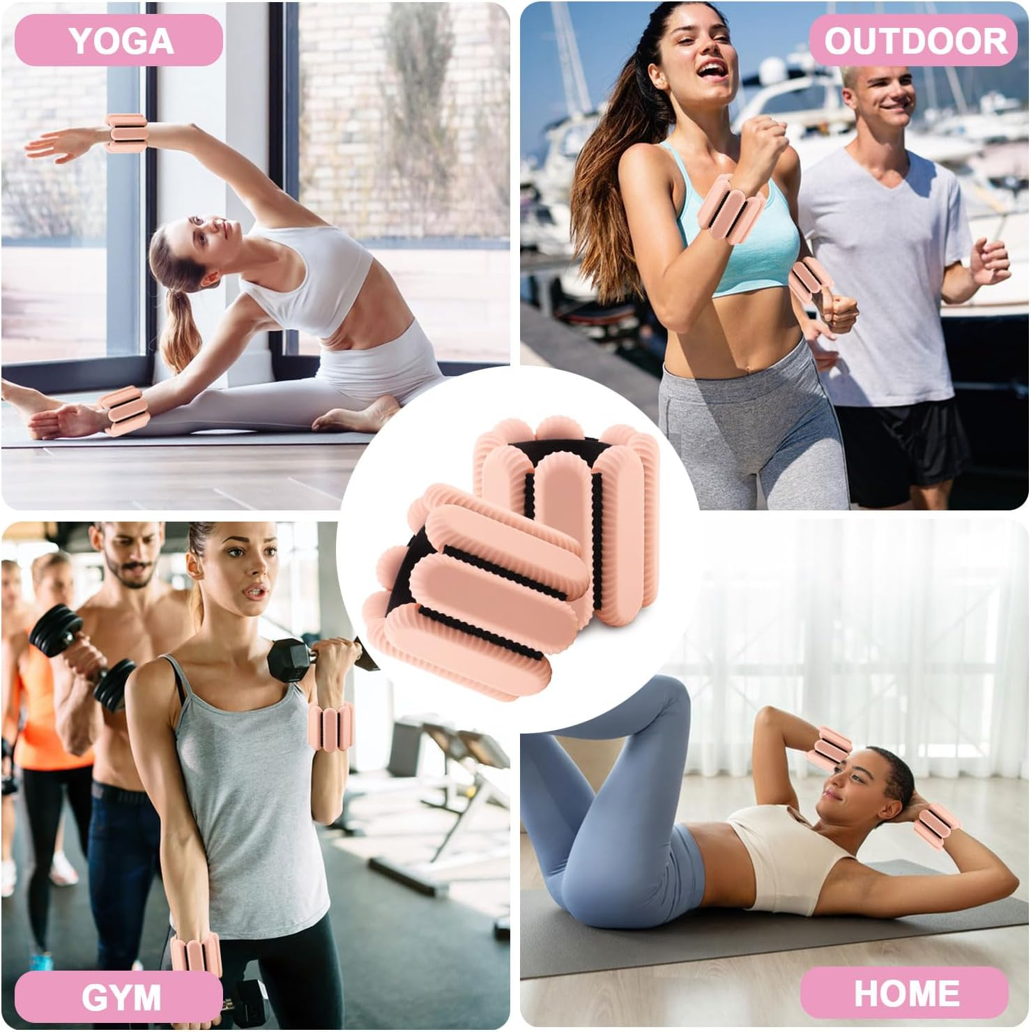 Wrist Weights for Women,Wrist Ankle Weights for Strength Training,Graded Silicone Weighted Bracelet for Walking, Running, Yoga, Aerobics, Adjustable Training Intensity Ankle Weights for Women Set of 2 image number 1