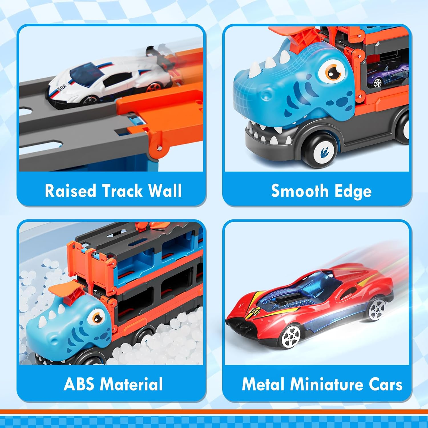 Lehoo Castle 2 Year Old Boy Gifts, 7 in 1 Transport Truck Toy, Toys for 2 Year Old Boys, Toy Car Storable and Foldable, Ejectable Carrier Truck with 6 Pcs Race Cars image number 4