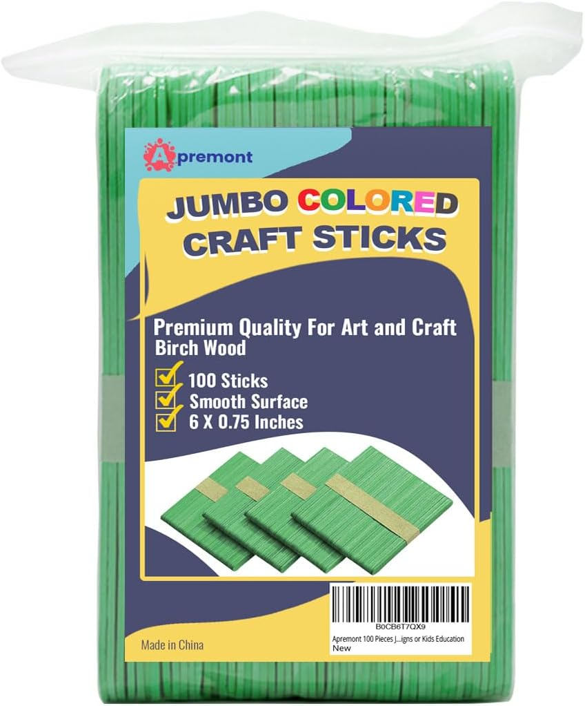 200 Pcs Assorted Colored Wooden Craft Sticks, Rainbow Popsicle Stick, Arts and Crafts, Best for DIY Games Making, Building Designs or Kids Education, 4.5 Inch Long