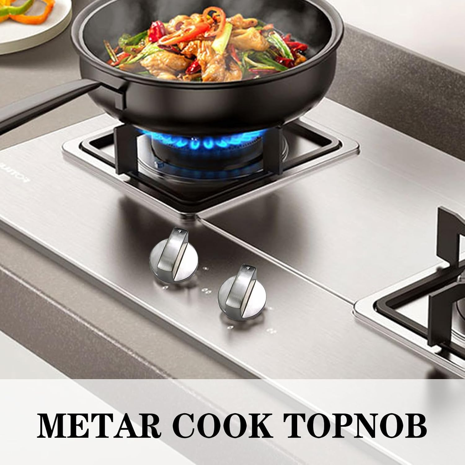 4PCS Universal Silver Gas Hob Knobs, Metal Switches for Kitchen Cooker Stove Oven Cooktop, Replacement Control Knobs for Gas Appliances with Precise Sizing and High-Quality Zinc Alloy Construction image number 2