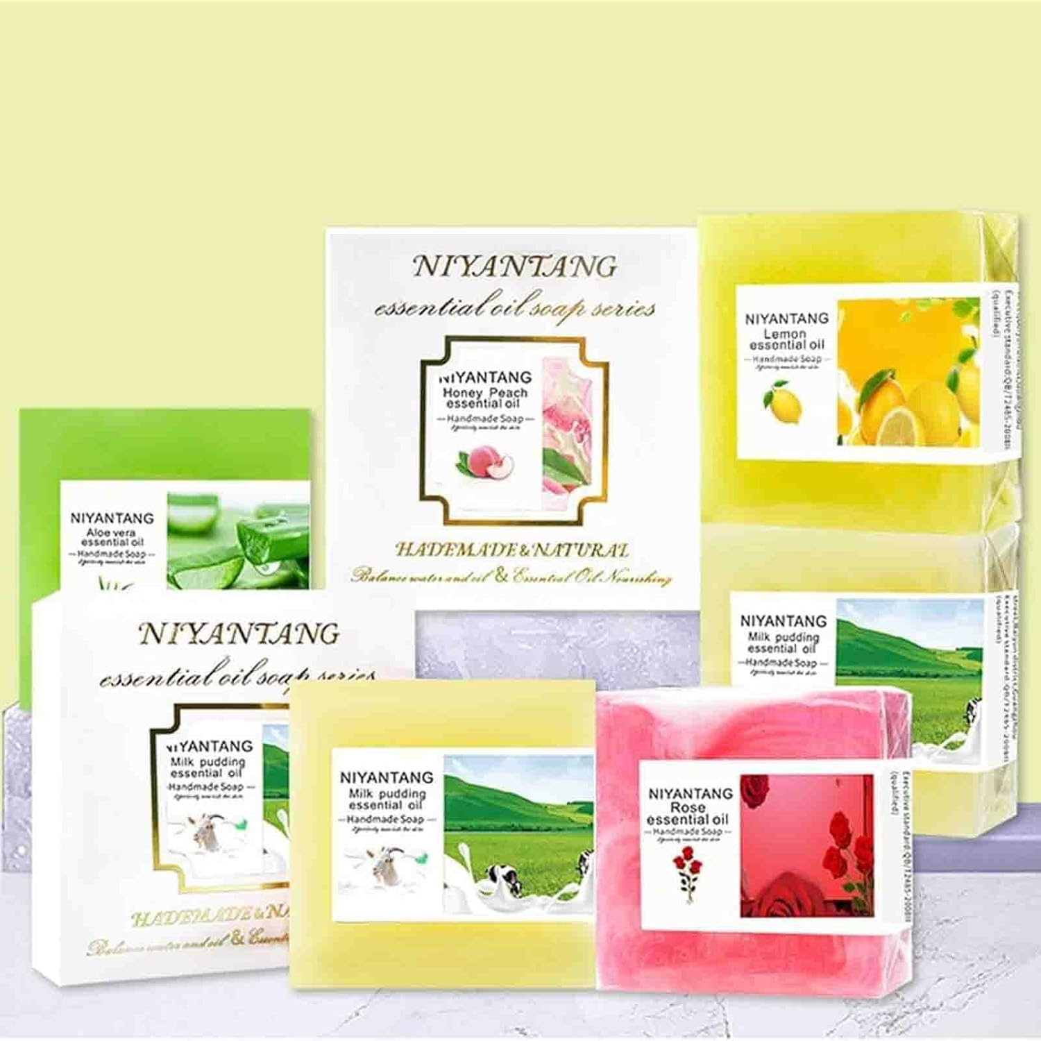 Niyantang Soap, Niyantang Turmeric Soap, Niyantang Rose Soap, Body Soap Bar, Gentle Cleanser Soap, Handmade Niyantang Rose Soap Bar, Niyantang Rose Essential Oil Handmade Soap (E) - B image number 5