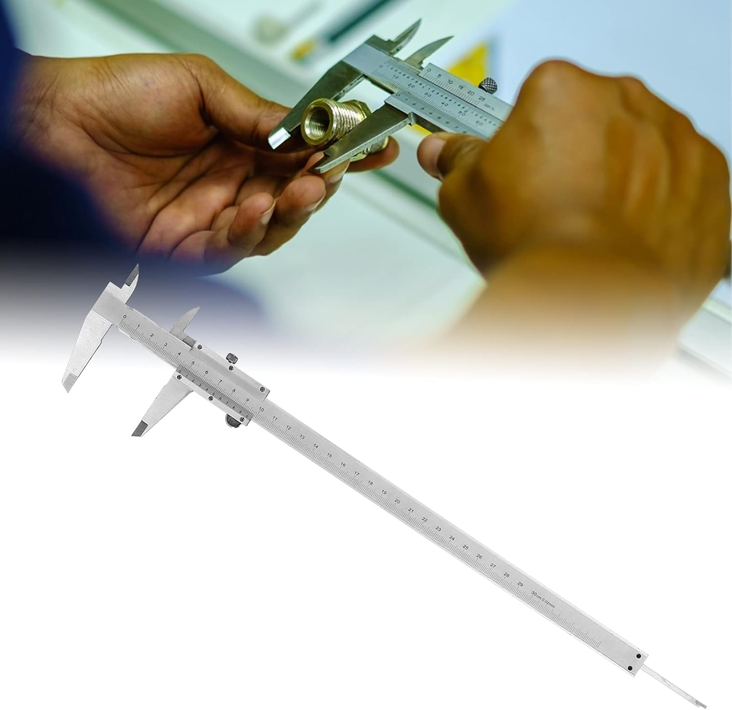 High Carbon Steel Vernier Scale Ruler Tool for Workpieces Width, Accurate Reading, Fine Workmanship, 0 to 300Mm Measurement Gauge (0-300Mm) image number 3