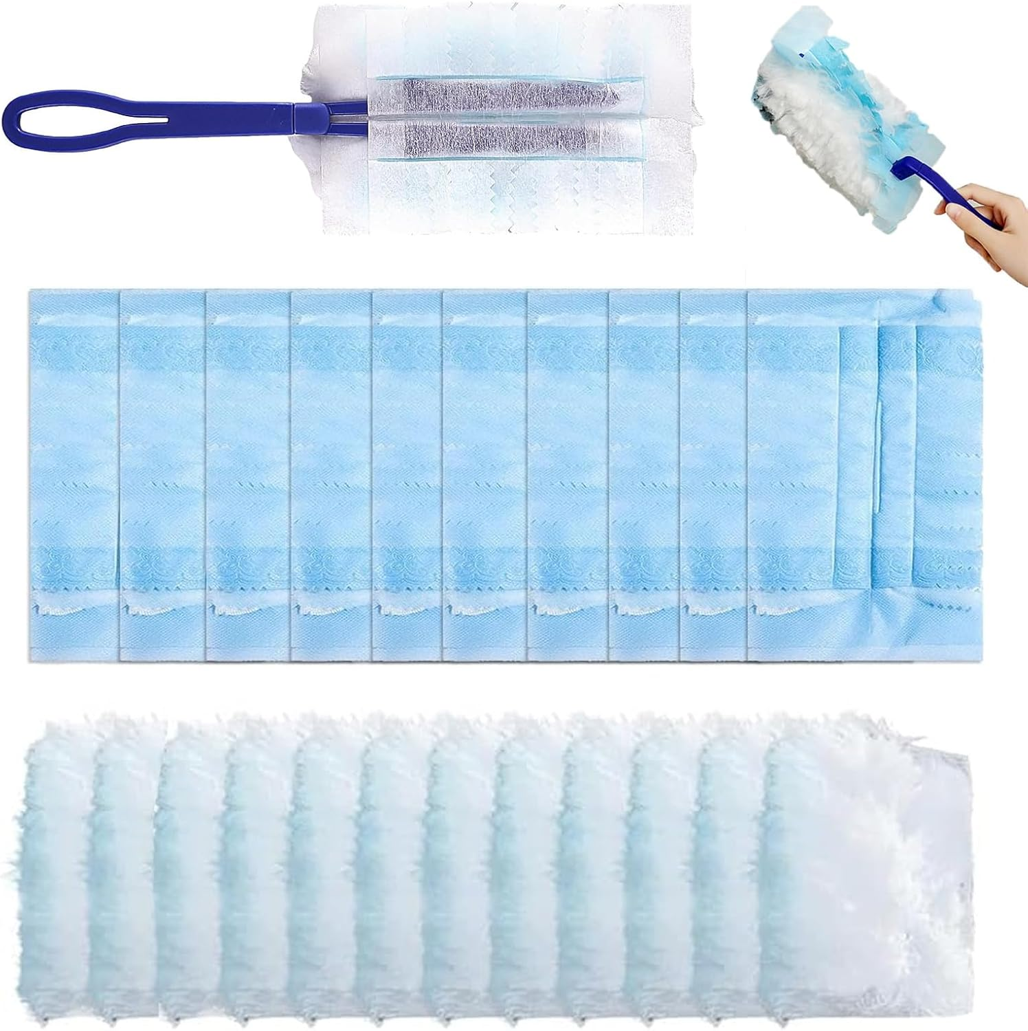 Pack of 20 Dust Magnet Refill Pack, 1 Duster, Floor Mop, Duster, Compatible with Dusters, Holds 3X More Dust & Hair and Closes Them image number 3