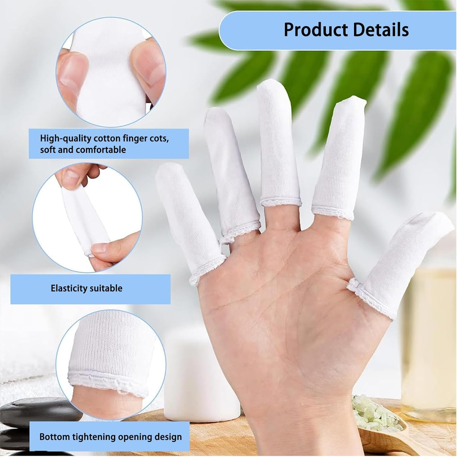 Cotton Finger Cots, 50 Pcs Cloth Finger Cots Finger Toe Sleeves Fingertips Protective Cover, White Finger Cots Finger Protectors, Thumb Protector for Finger Tips Comfortable and Breathable