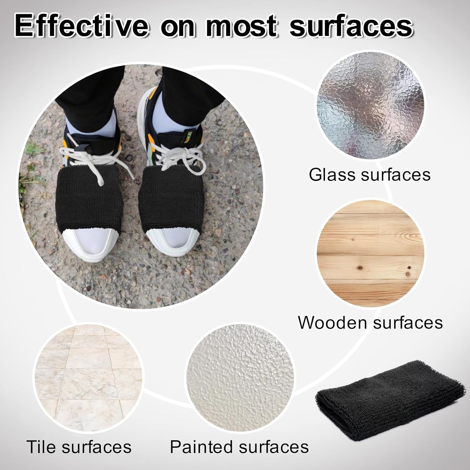 Sock Shoes for Dancing, 2 Pairs Dance Socks Non-Slip, 4.7"X3.3" Dance Foot Covers for Hip Hop, Shoe Covers over Sneaker for Hip Hop, Salsa, Tango, Yoga, Ball Games (Black) image number 5