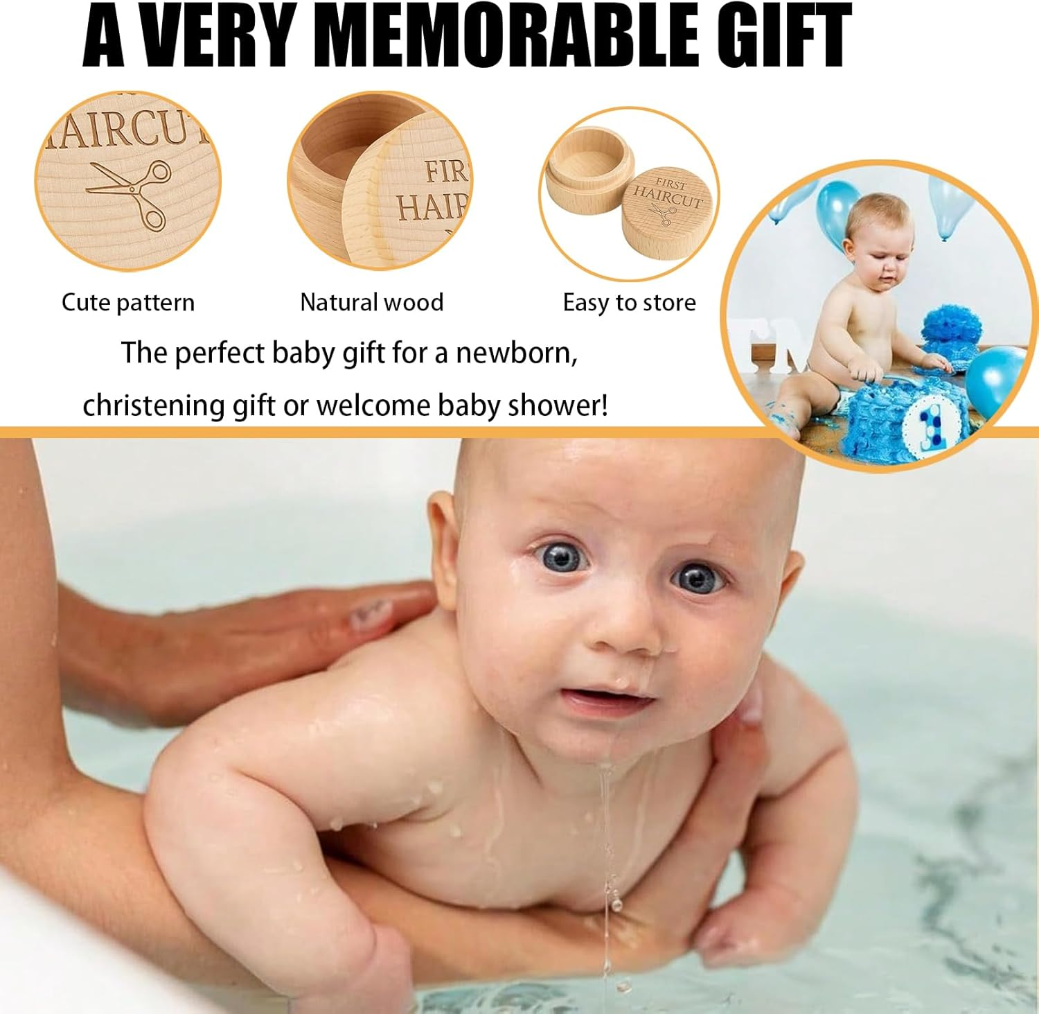 First Haircut Baby Memory Box, Cute Girl Boy Hair Container, with Removable Lid,Easy to Collect and Securely Store image number 5