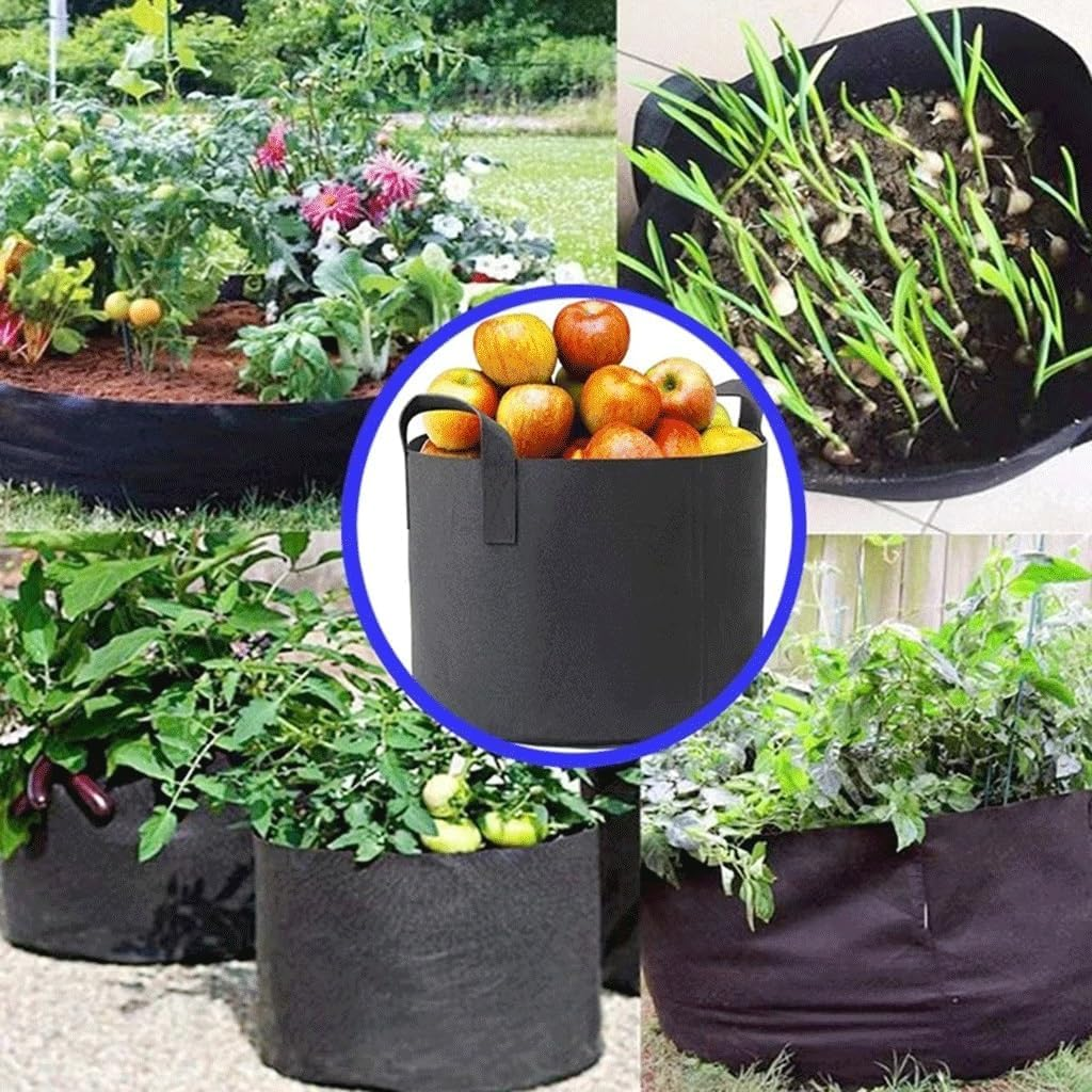 Grow Bags Felt Strong Plant Bag, for Gardening Fabric Grow Pot Vegetable Growing Planter Garden Flower Pots Garden Supplies (Color : Black, Size : 3Gallons 25X22Cm) image number 5