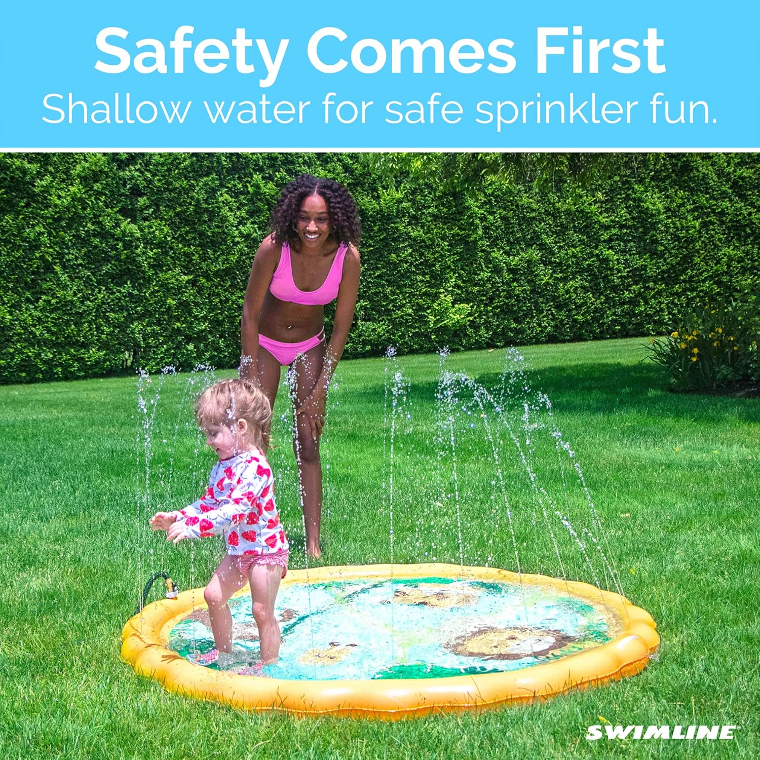 Swimline 68 Inch Sprinkler Mat and Splash Play Mini Pool Outdoor Water Toy Safari Adventure | for Kids and Family Fun | Exciting Backyard Water Action image number 3