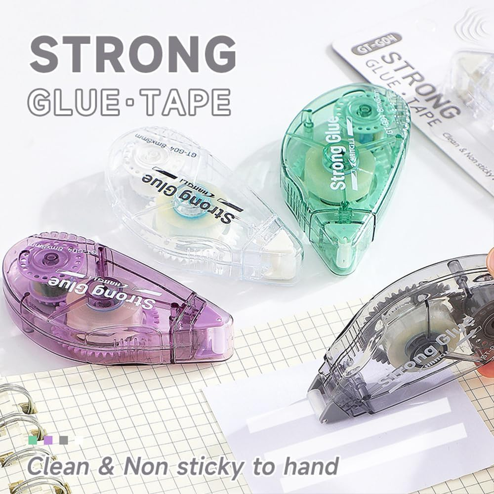 LEFAFA 4 Pack Double Sided Tape Roller, Scrapbook Journaling School Office Supplies Glue Tape Runner for Crafts, Gift Wrapping and Photo Tapes(8Mmx8M) (Transparent) image number 1