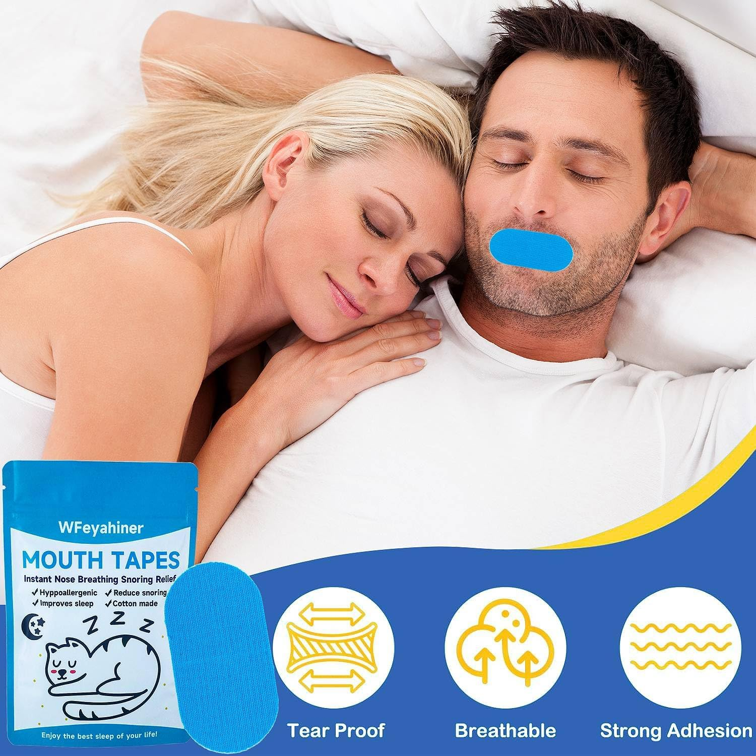 Mouth Tape for Sleeping, 40 Pcs anti Snoring Sleeping Tape, Cotton Mouth Strips for Better Sleep, Snore Tape, Improves Sleeping and Wellbeing image number 6