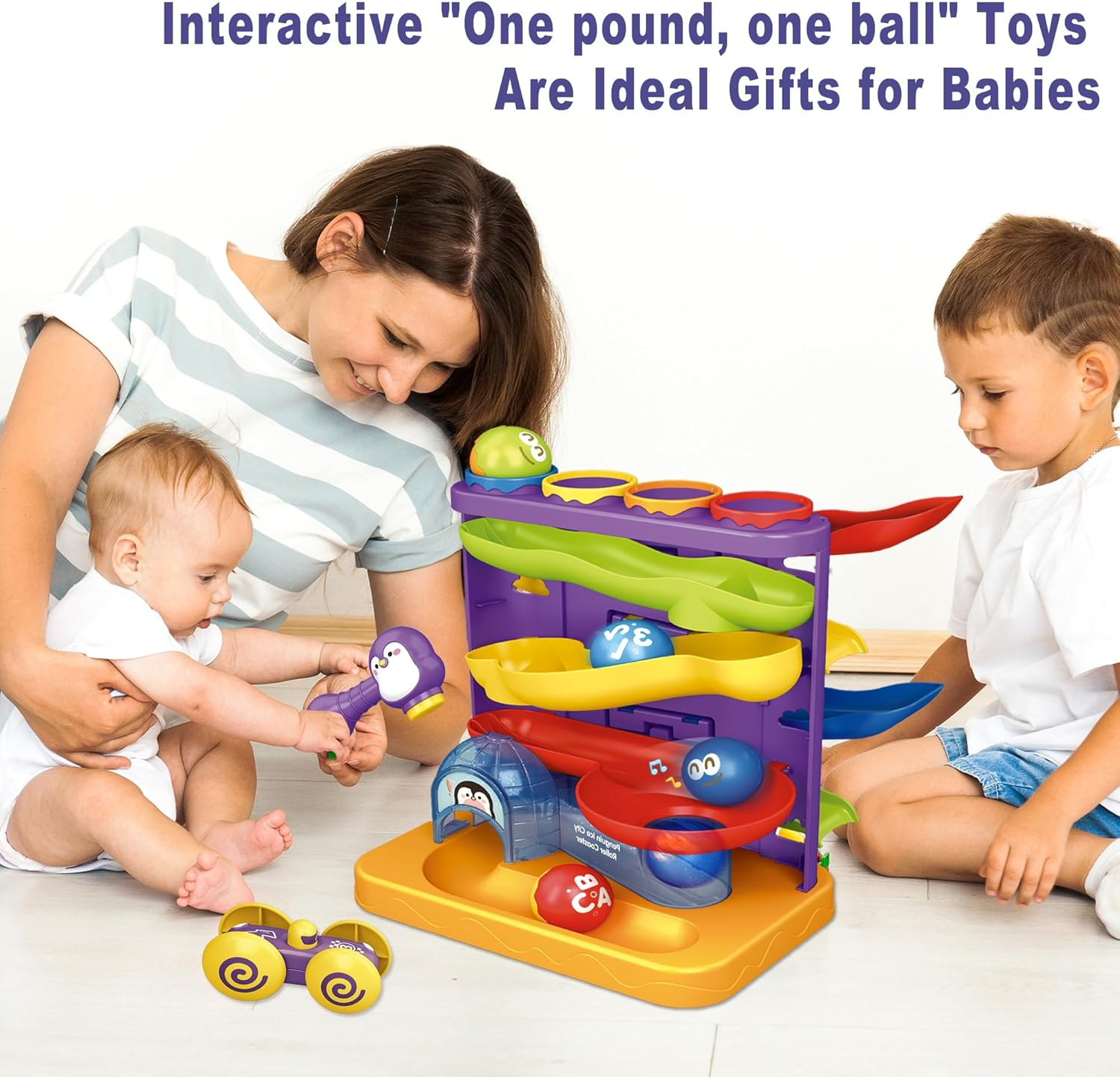 Pound a Ball Montessori Toys for Toddler, 3 in 1 Baby Toys Included 1 Hammer,4 Balls＆1 Random Color Car,Fine Motor Interactive Toy for Boys＆Girls 1 2 3 Year Old, Early Learning Educational Gift image number 5
