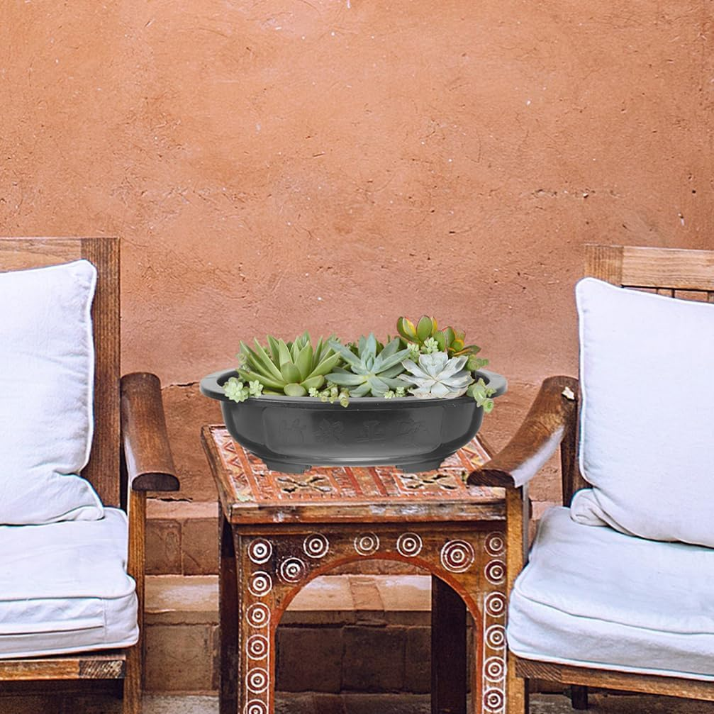 Happyyami 2Pcs Oval Bonsai Training Pots for Gardening Lightweight Drainage Container for Flower Cultivation Modern Design Garden Supply image number 5