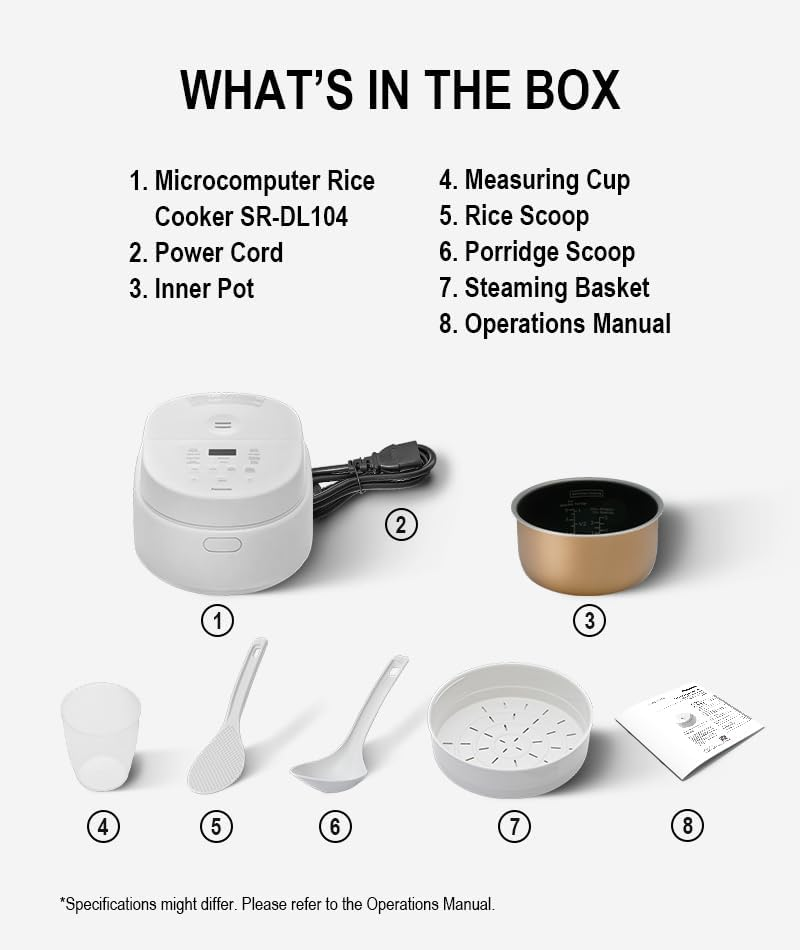 Panasonic 5.5 Cup 1L Premium Rice and Multi Cooker with Fuzzy Logic, 24 Hour Timer, Non-Stick Pan and 10 Auto Menus for Rice, Porridge, Bread, Cake, Soup, Slow Cook and More, White (SR-DL104WST) image number 5