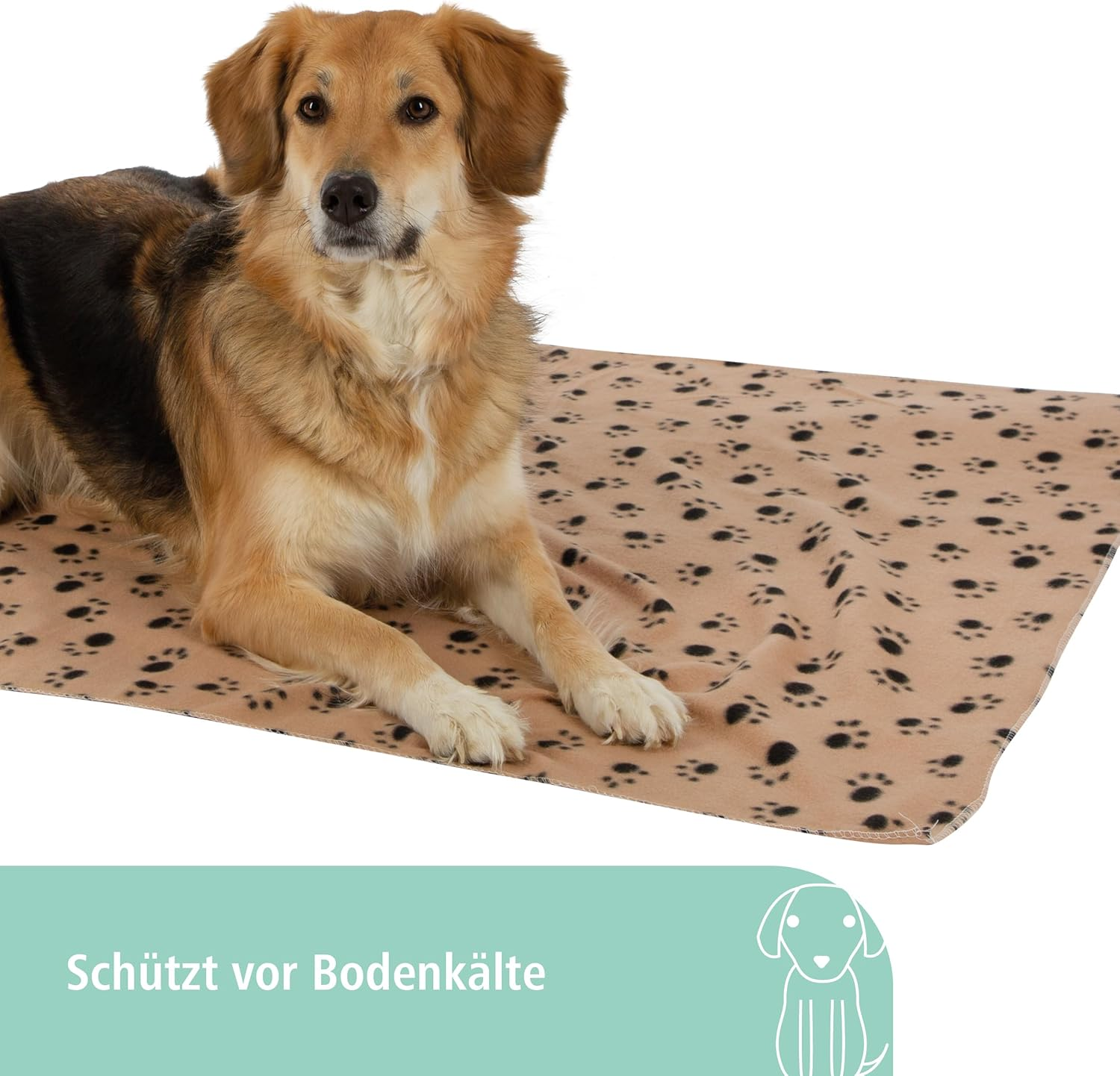 Kerbl Pet Stella Paw Print Dog Blanket Beige Fleece Blanket for Basket Sofa Bed 140 X 100 Cm image number 2