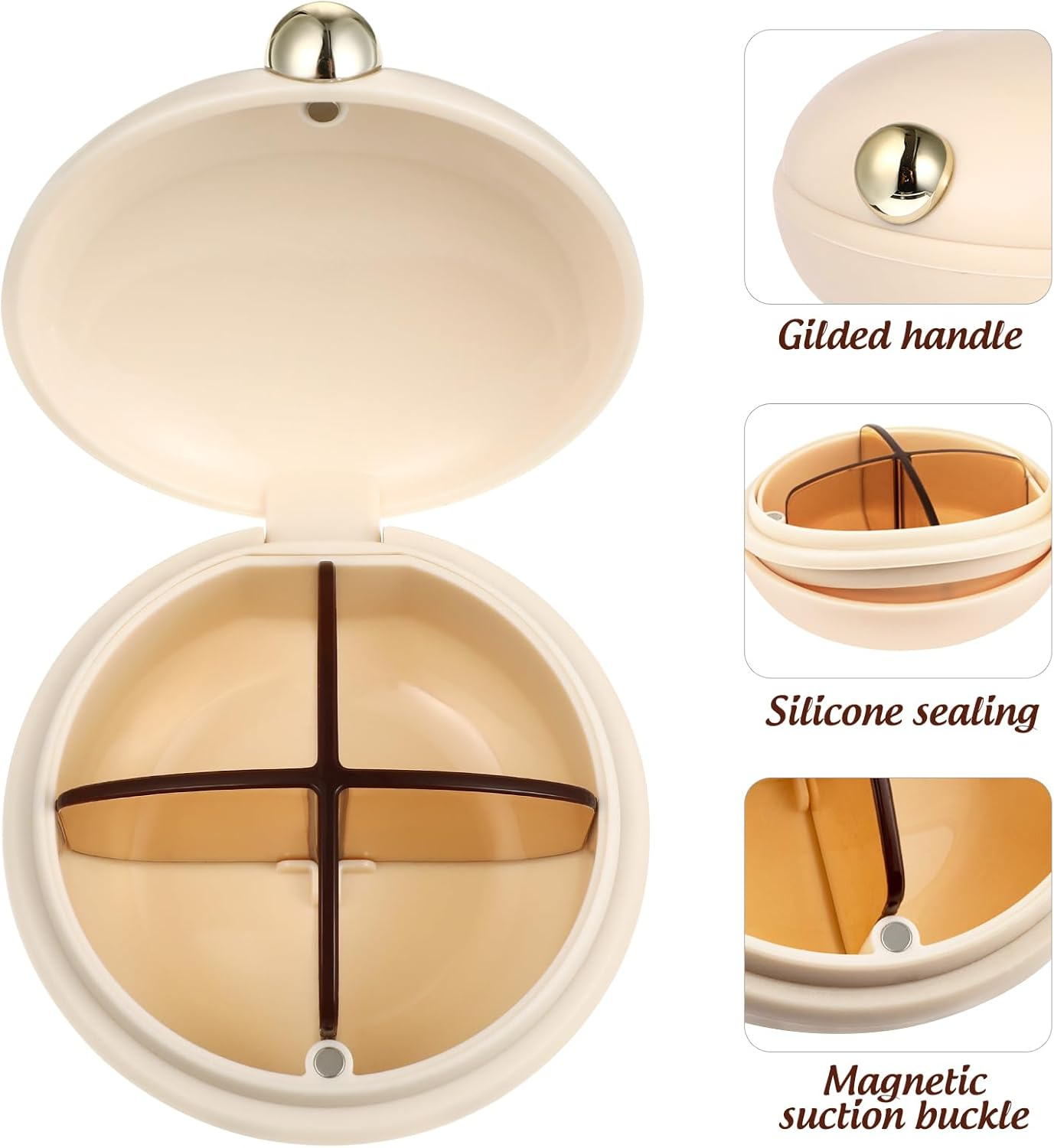 ULTECHNOVO Travel Pill Case with 4 Compartments Portable Medication Organizer Compact Airtight Pill Container for Outdoor and Daily Use image number 5