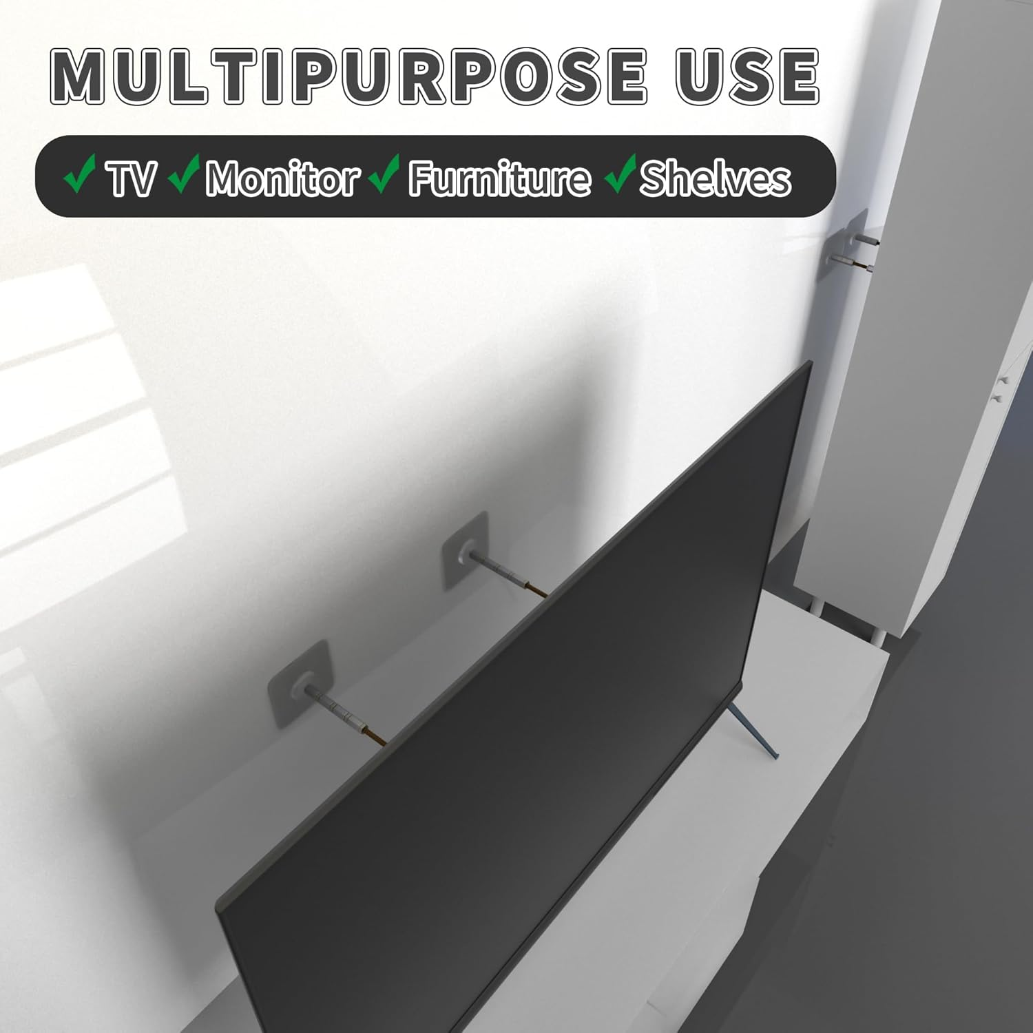 Heavy Duty TV Safety Straps,Tv Wall Anchor Straps X3,Adjustable TV & Furniture anti Tip Straps for Child Proofing Earthquake Protection image number 3