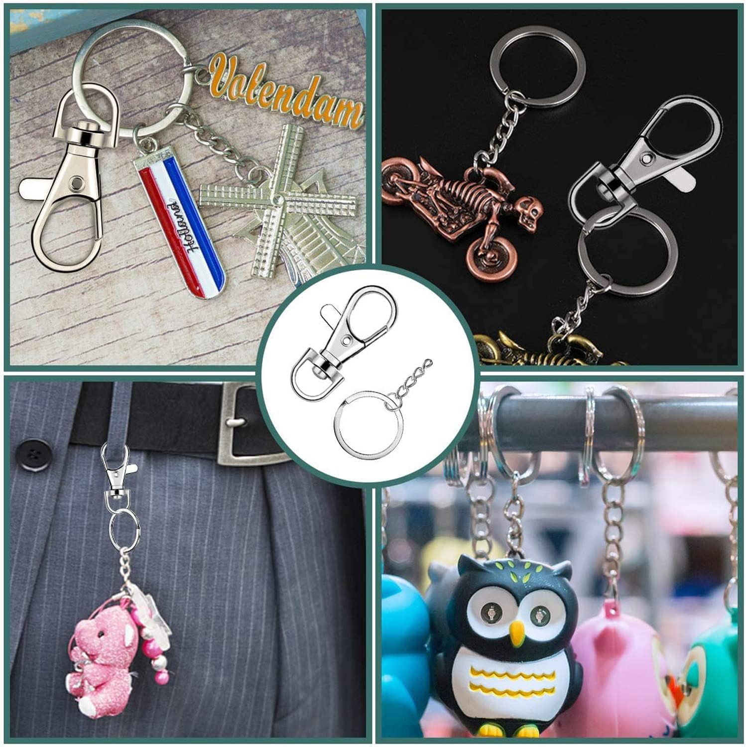 20X Detachable Swivel Lobster Clasp Clips Hook Alloy Key Ring Split Keychain Durable DIY for Key Split Ring Blanks image number 5