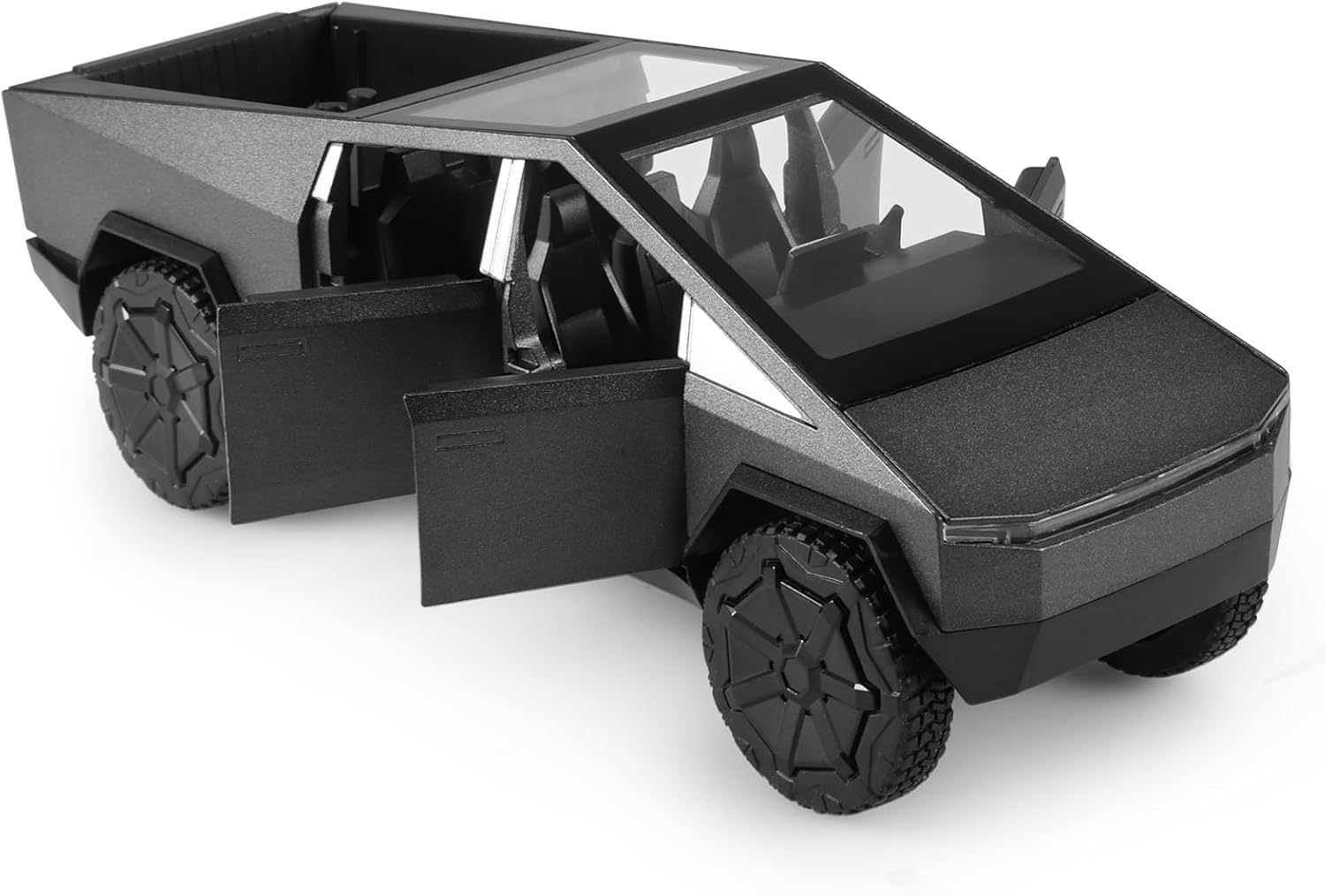 Toy Trucks Cybertruck with Trailer RV Cyberquad Car Toy 1:32 Cyber Toy Trucks Sliver Cybertruck Metal Diecast with Lights Sounds Effects, Fun Toy Cars Great Gifts Idea