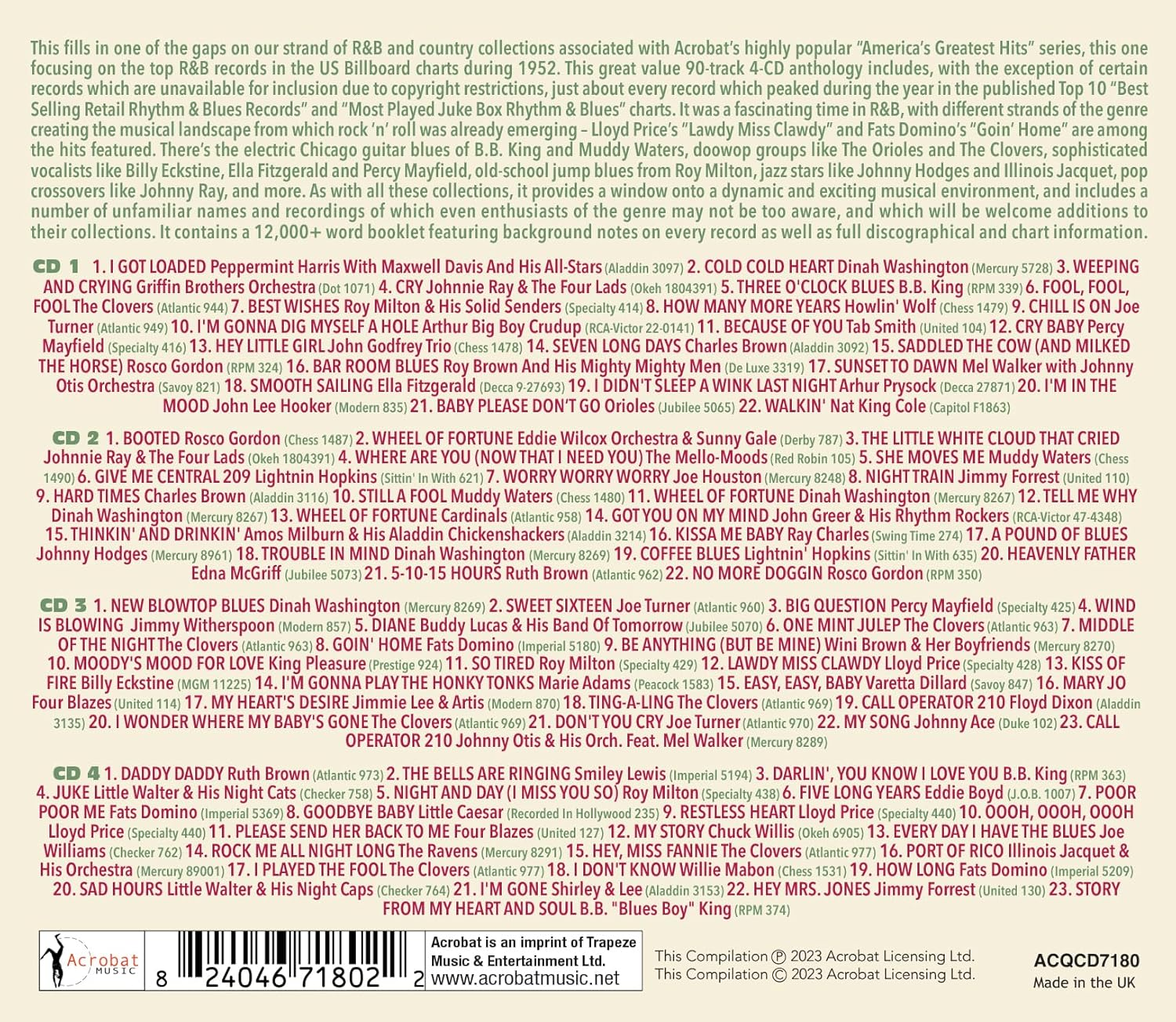 The 1952 R&B Hits Collection (4CD) image number 1