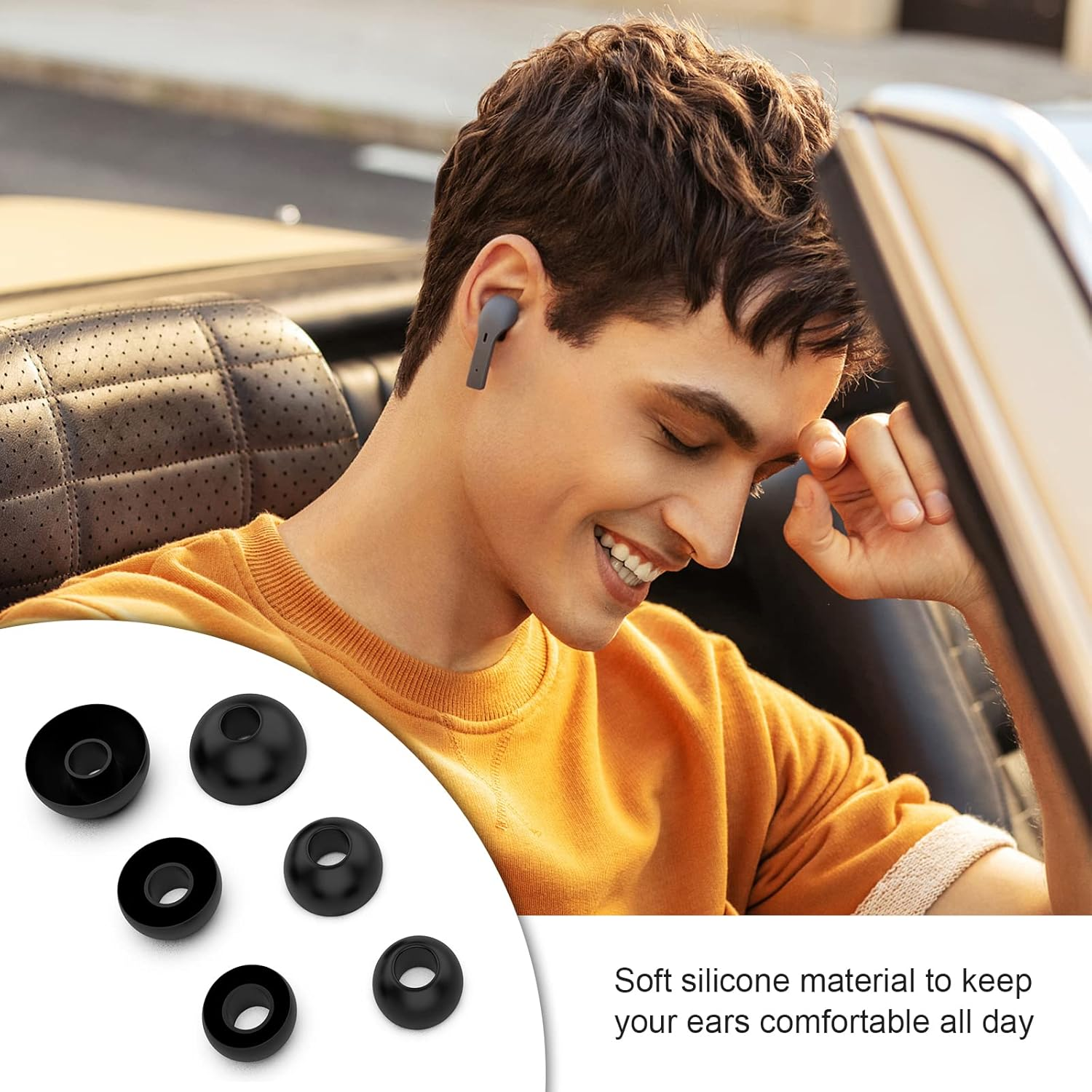 Replacement Silicone Ear Tips Compatible with Beats Fit Pro & Beats Studio Buds, Soft Eargels Earbuds Covers, 3 Pairs (S/M/L) (Black) - Black image number 4
