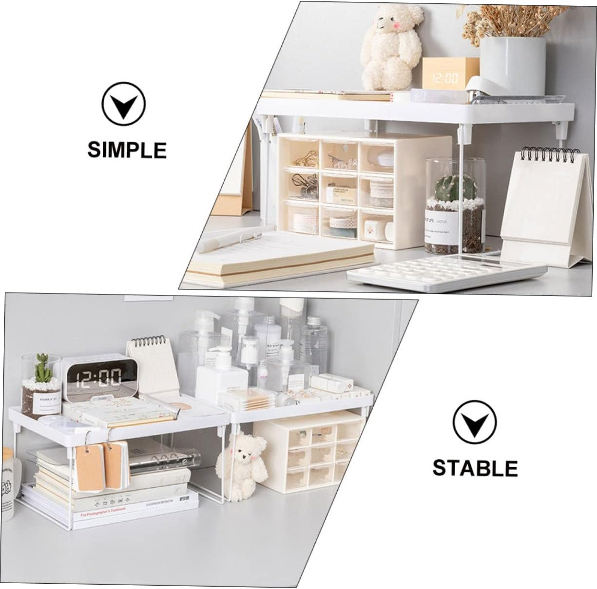 GRIRIW Iron Shelf Kitchenware Rack Storage Rack Desktop Cabinet Shelf Iron Art Layered Organizer for Kitchen Cabinet 2Pcs (Small Medium) for Home Pantry image number 1