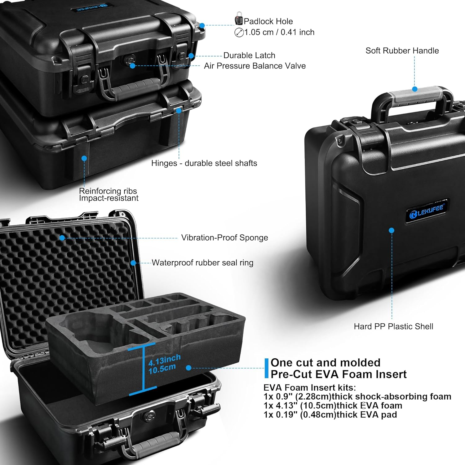 Lekufee Waterproof Hard Carrying Case for DJI Mavic 4 Pro Drone, Fly More Combo, DJI RC Pro 2/RC 2, Battery (7 Pcs), Charging Hub, and Other Accessories(Case Only) image number 6