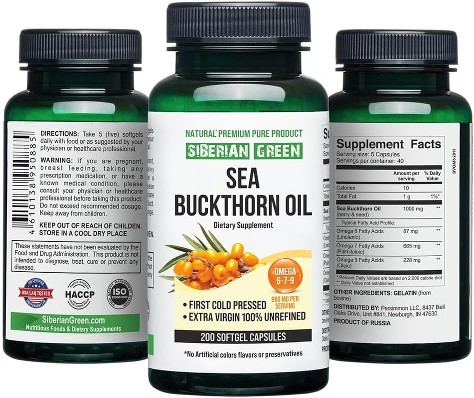 Siberian Sea Buckthorn Oil 200 Caps (200Mg) from Wild-Harvested Siberian Sea Buckthorn Berries image number 2