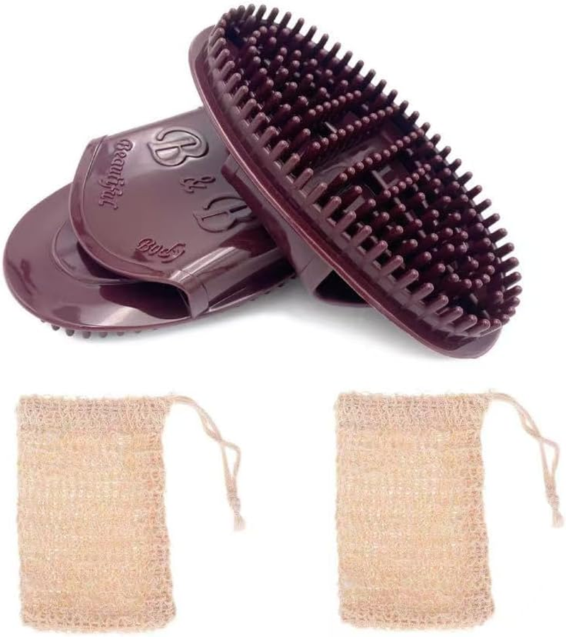 Dry Brush & Massage Body Brush Set, 2025 Upgraded Meridian Dry Body Brush with 10Ml Essential Oil, Full Body Cellulite Massager for Belly Arms Legs Back, Includes 2 Storage Bags - 2 Pieces, Brown image number 1