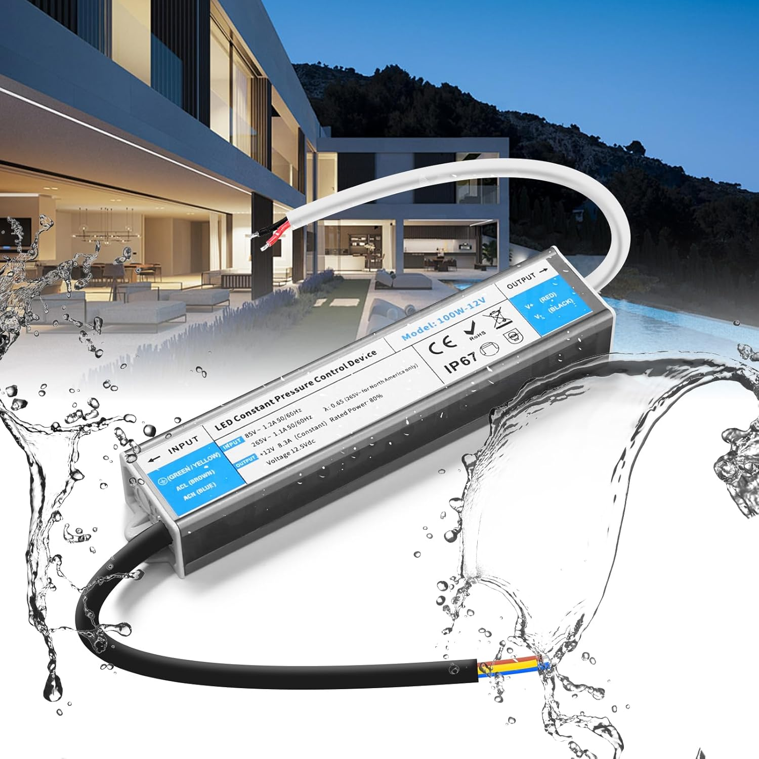 12V 60W LED Transformer 5A LED Driver Waterproof IP67 Outdoor AC 240V to 12 Volt DC LED Light Strip Constant Low Voltage LED Power Supply image number 1