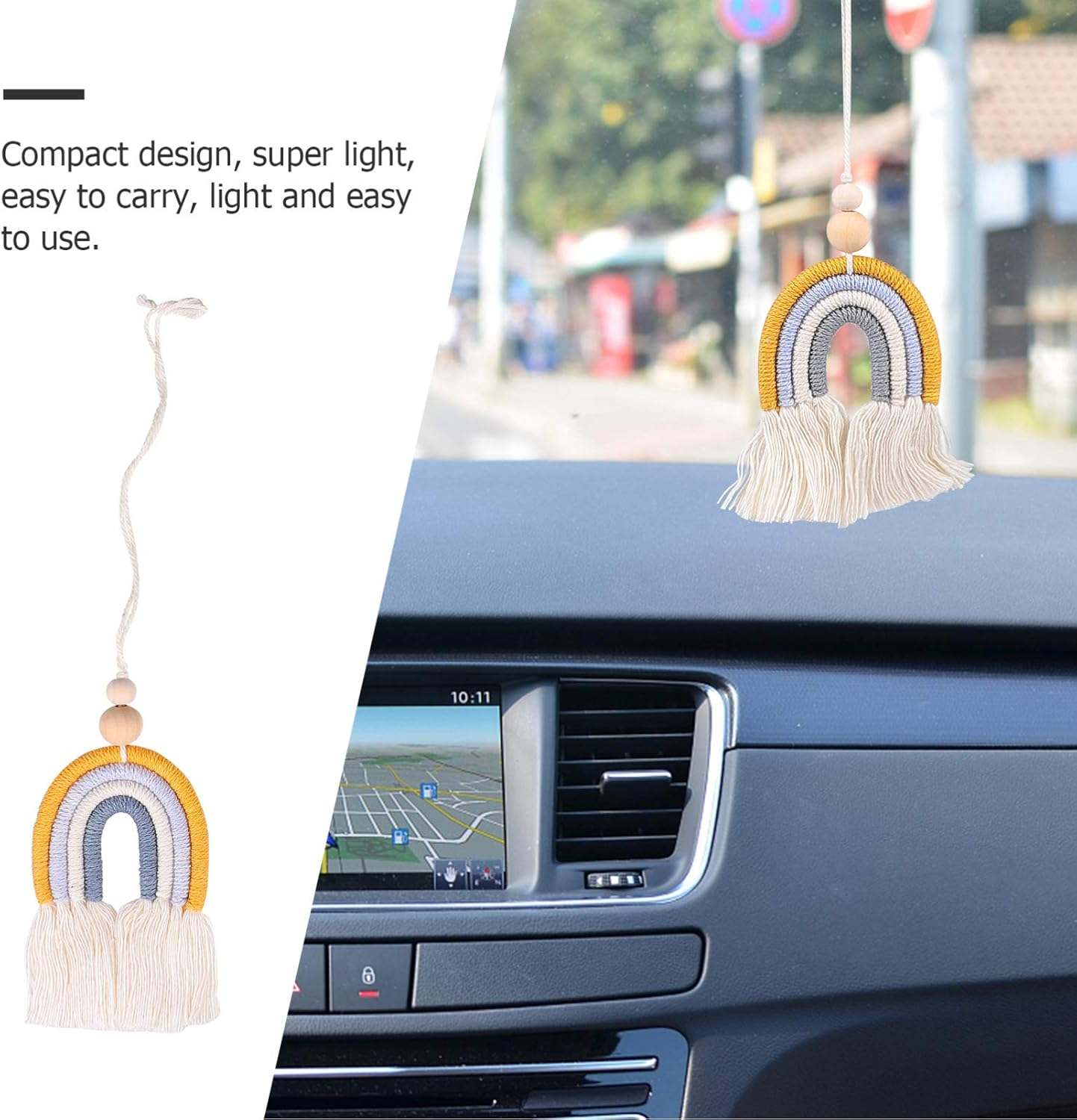 VICASKY 2Pcs Aromatherapy Pendant Handmade Car Accessories Hanging Decor Adorable Rainbow Hanging Air Freshener for Car image number 5