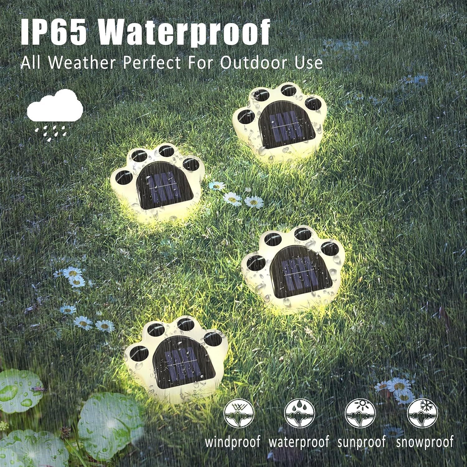 Solar Paw Print Lights Garden Decorative 4 Pack Outdoor Waterproof Dog Paw Print for Lawn Patio Pathway Pet Garden Gifts for Women Mother'S Day image number 5