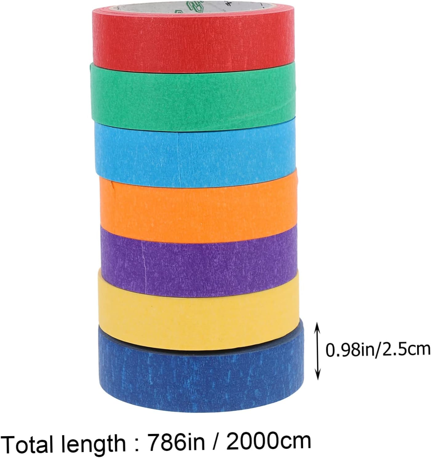 HOMSFOU 7Rolls Sticky Wrinkle Paper Tapes Masking Tape for Repair Bright Colors image number 2