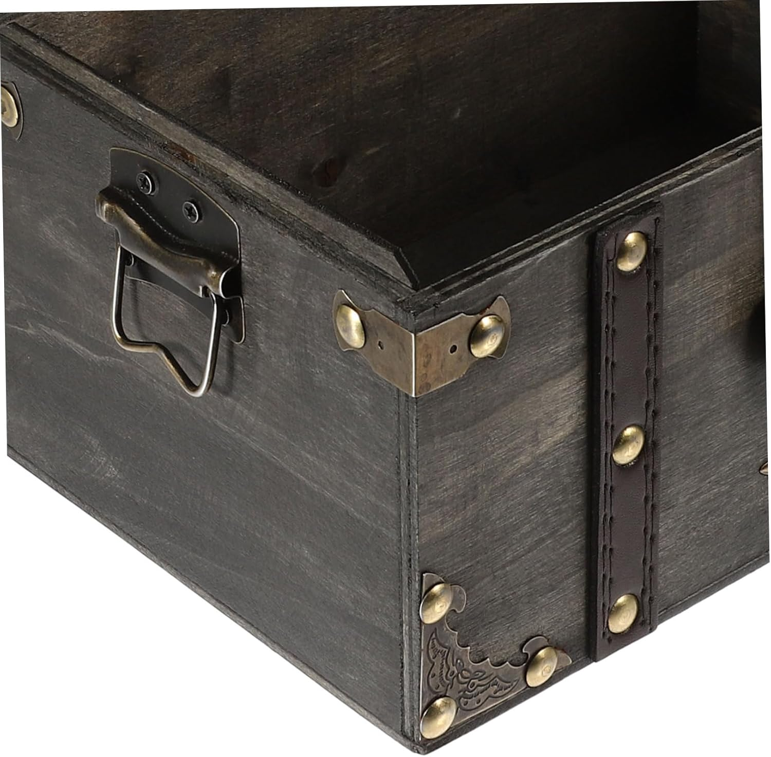 Cabilock Wooden Pirate Treasure Chest Large Gray Multi-Functional Storage Box Lock Jewelry Document Organizer Decorative Wood Treasure Box for Home and Office image number 2