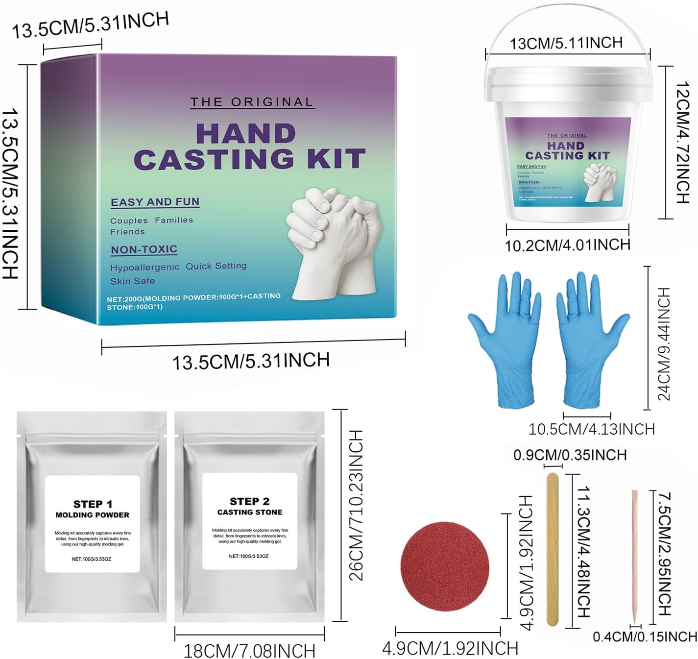 Hand Casting Kit - Couple Hand Molding Kit for Adults - Romantic Sculpture Mould Craft Set with Gloves for Men, Boyfriend & Girlfriend image number 1