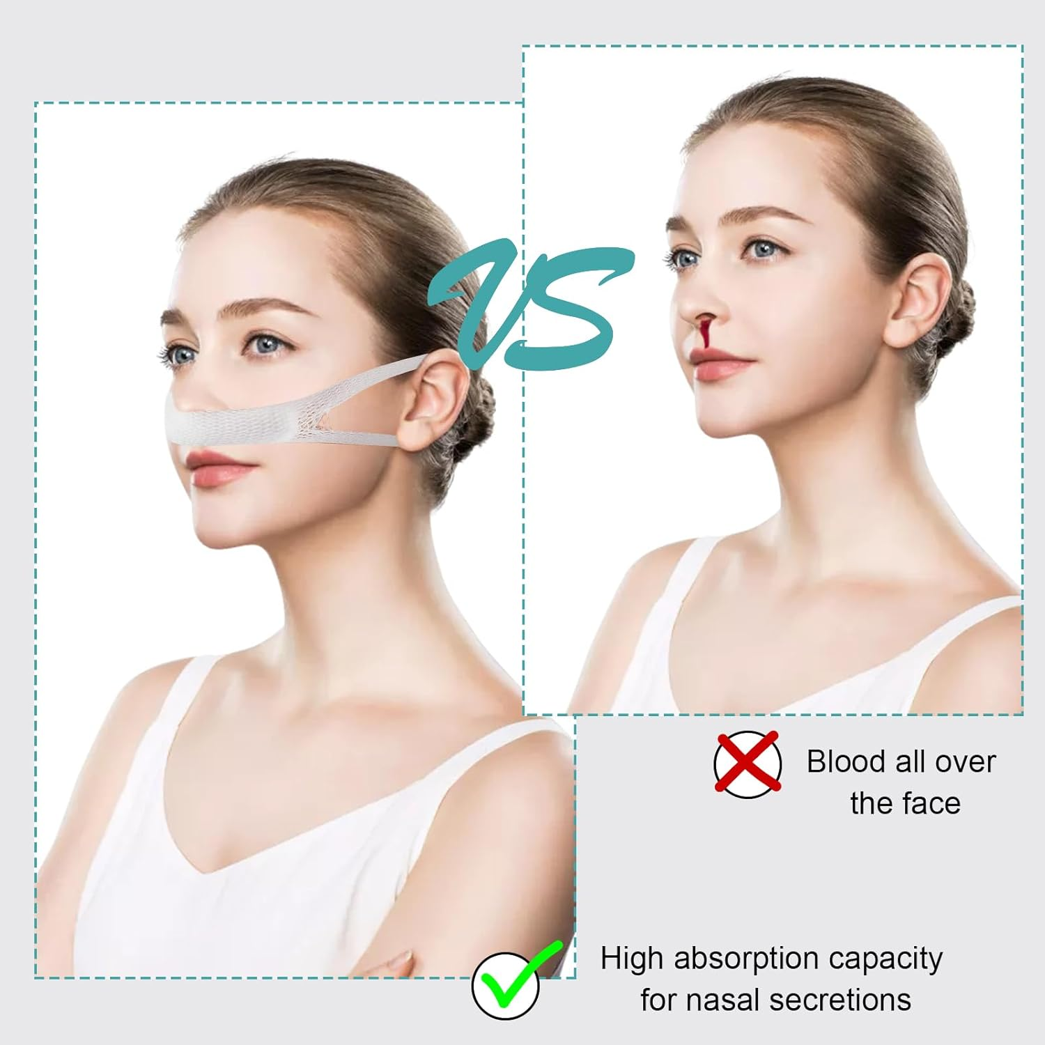 Elastic Nose Bandage,External Nasal Bandage Dressing Holder with High Absorption Capacity for Nose,Nose Surgery Elastic Bandage Dressing Holder for Postoperation,White (10) image number 3