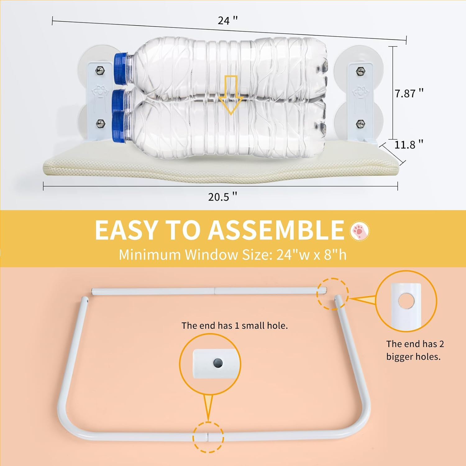 Cat Hammock,Cat Window Perch,Large Cats Window Cat Beds with 4 Suction Cups, image number 4