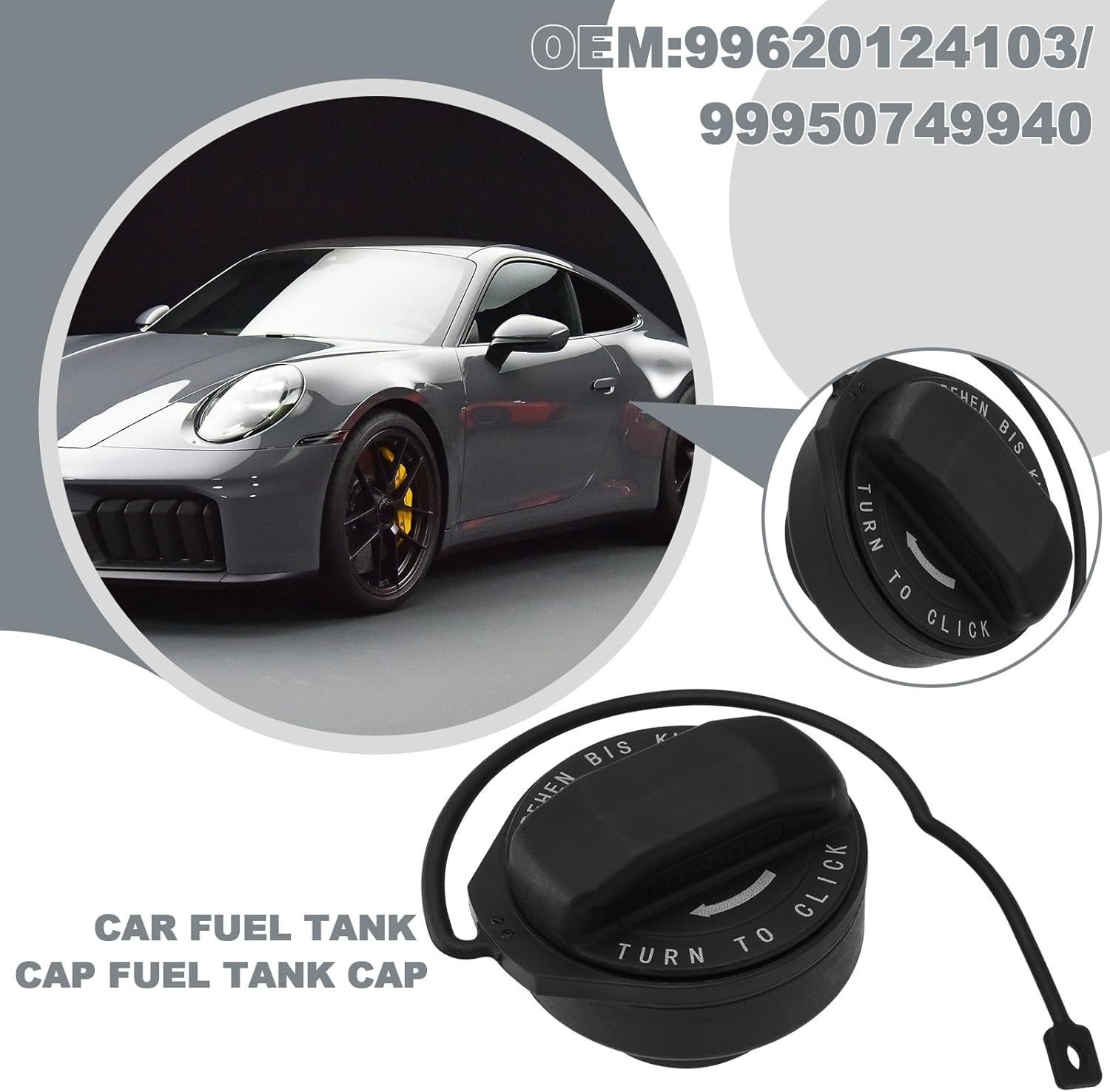 Car Fuel Tank Cap Gas Cap Fuel Cap Fuel Filler Petrol Cap Compatible with Porsche 986 Boxtser 987 Cayman 996 997, OEM 99620124103, 99950749940 image number 2
