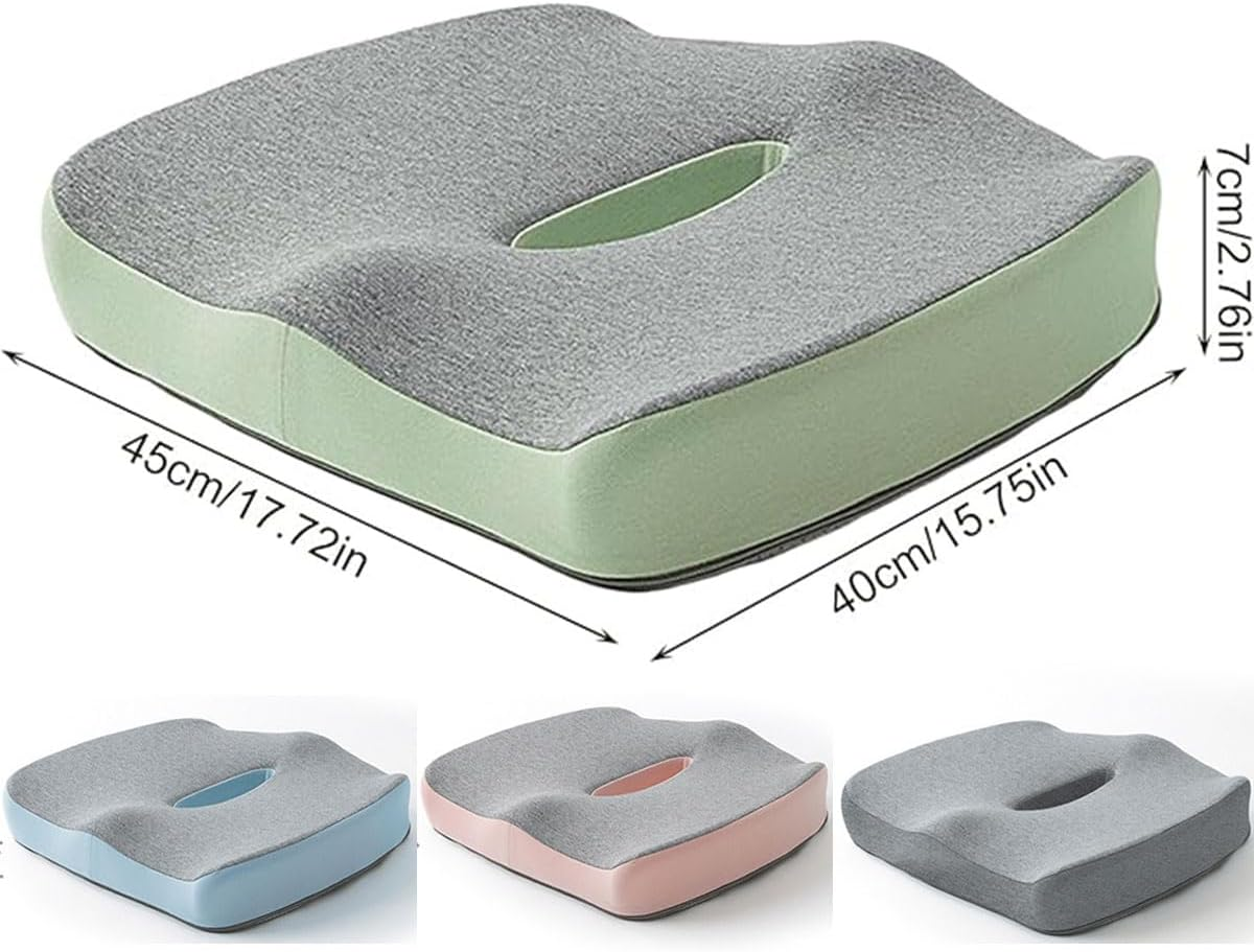 AIMALL Ergonomic Memory Foam Seat Cushion - Office Chair Cushion for Sciatica, Lower Back Pain Relief, Breathable Non-Slip Design, 17.7 X 15.7 X 2.8 Inches - Green image number 7