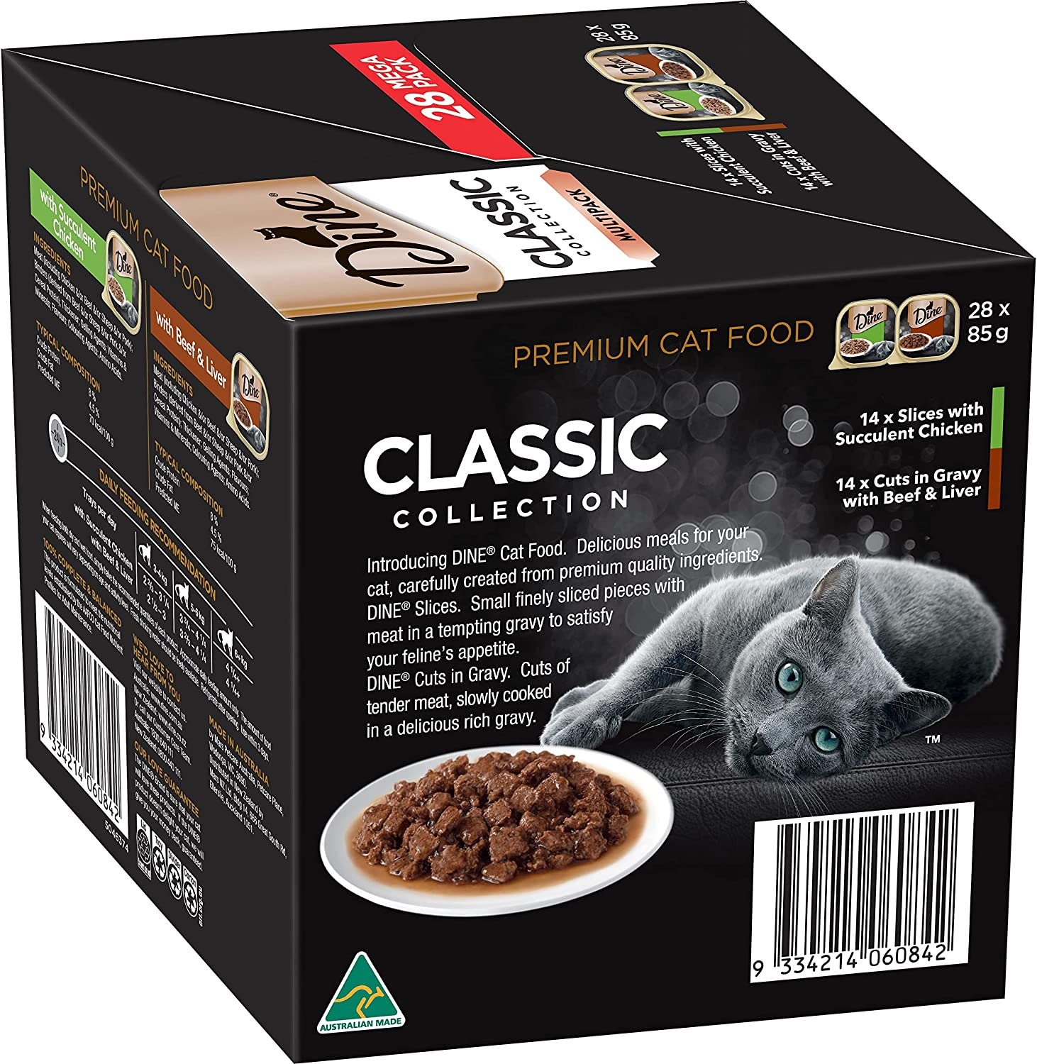 Dine Classic Collection Cuts in Gravy with Beef and Liver Wet Cat Food, 85 G (Pack of 28) image number 3