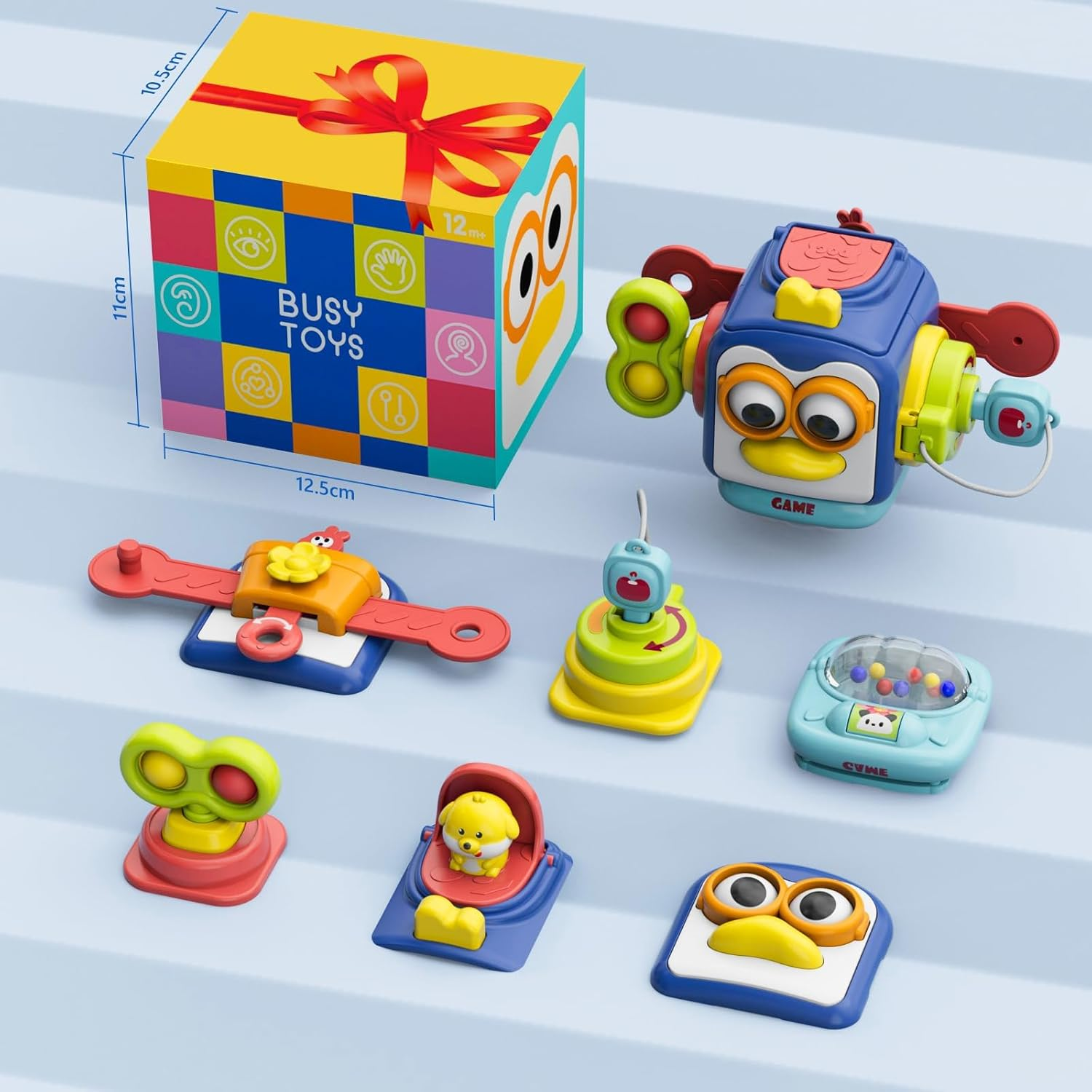 Montessori Toys for Toddlers 1-3 - Busy Board Cube Travel Toy, Educational Activity Cube for 1 Year Old, Sensory Learning Toys for Babies 12-18 Months